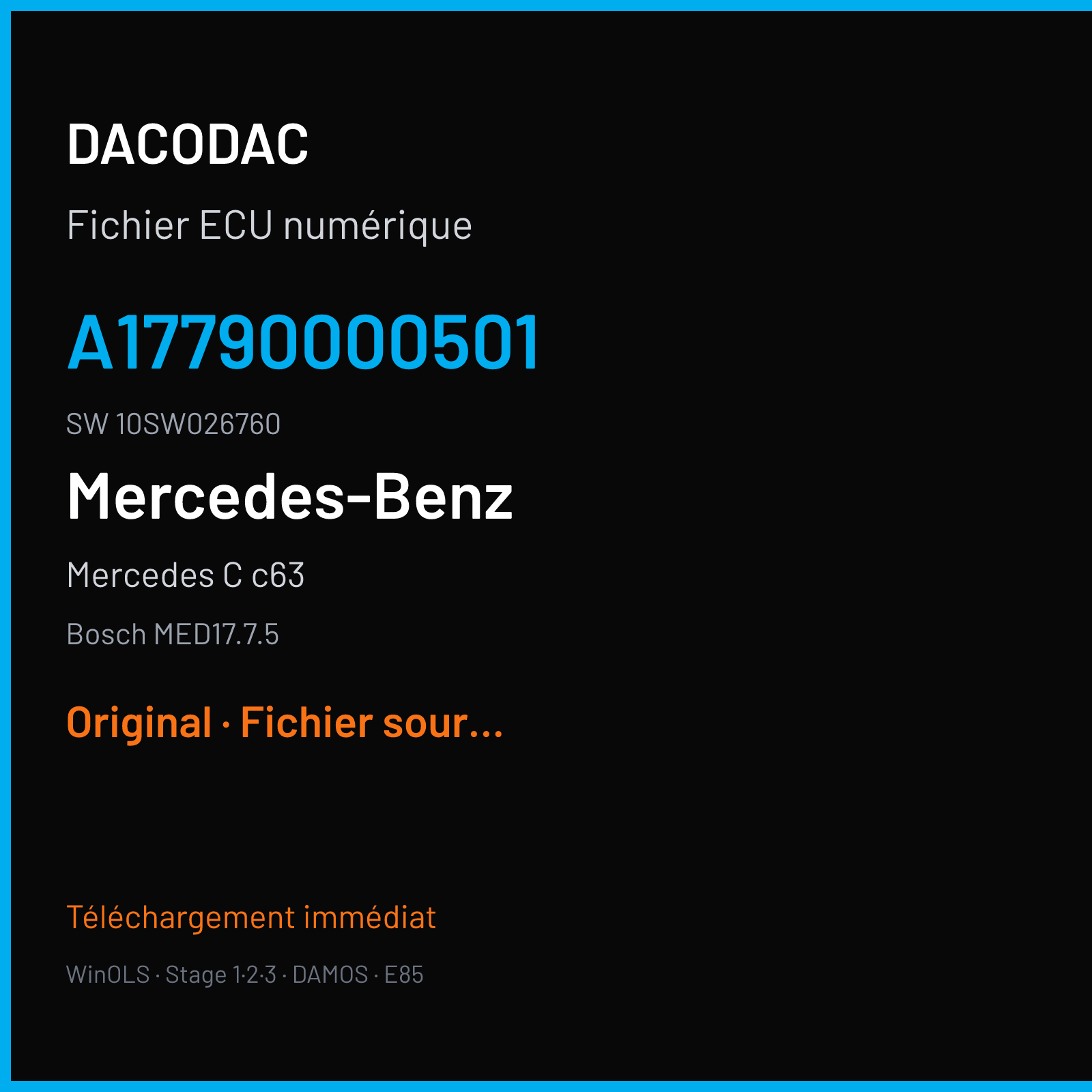 Mercedes C c63 (2014) — Bosch MED17.7.5 — A17790000501 · 10SW026760 — Original