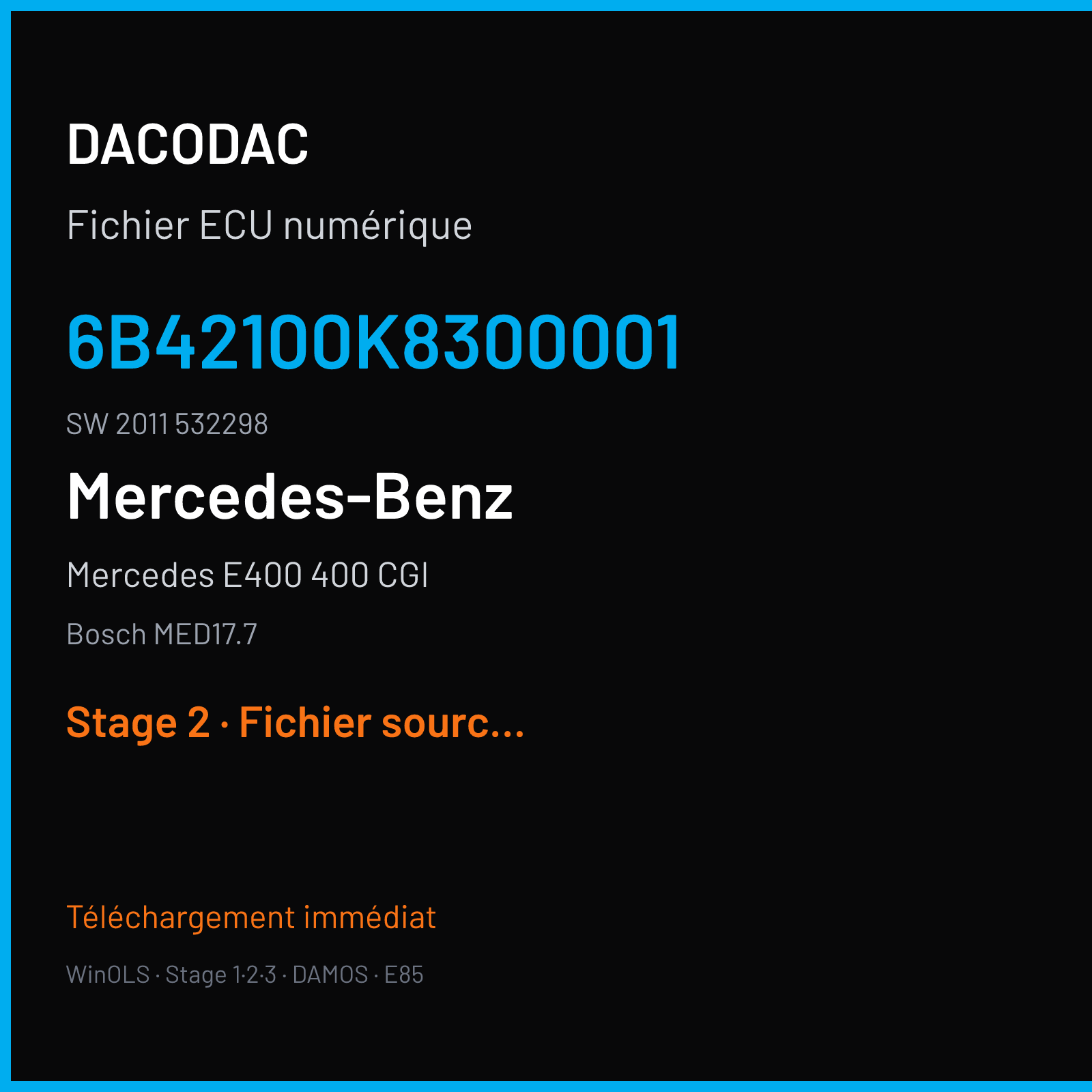 Mercedes E400 400 CGI (2012) — Bosch MED17.7 — 6B42100K8300001 · 2011 532298 — Stage 2
