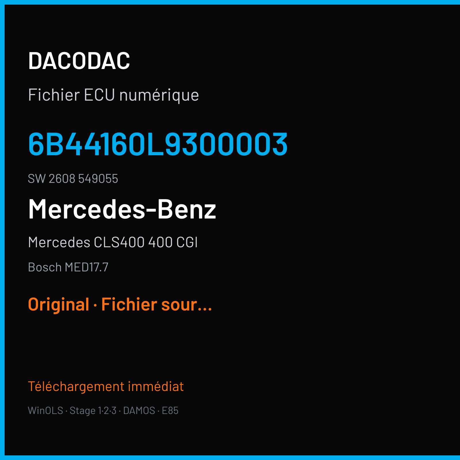 Mercedes CLS400 400 CGI (2015) — Bosch MED17.7 — 6B44160L9300003 · 2608 549055 — Original