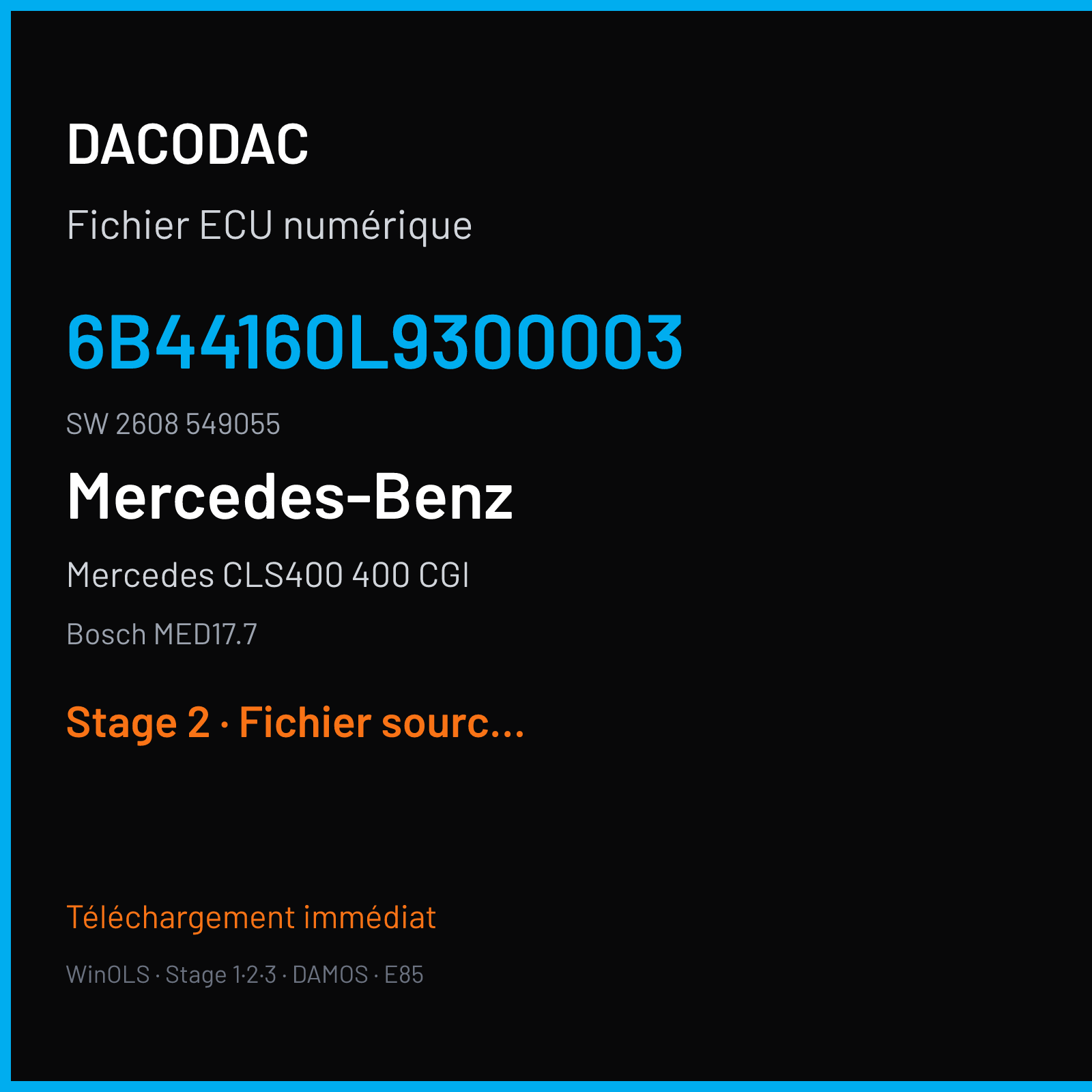 Mercedes CLS400 400 CGI (2015) — Bosch MED17.7 — 6B44160L9300003 · 2608 549055 — Stage 2