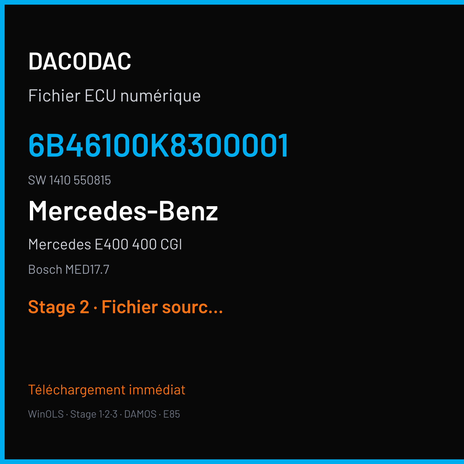 Mercedes E400 400 CGI (2012) — Bosch MED17.7 — 6B46100K8300001 · 1410 550815 — Stage 2
