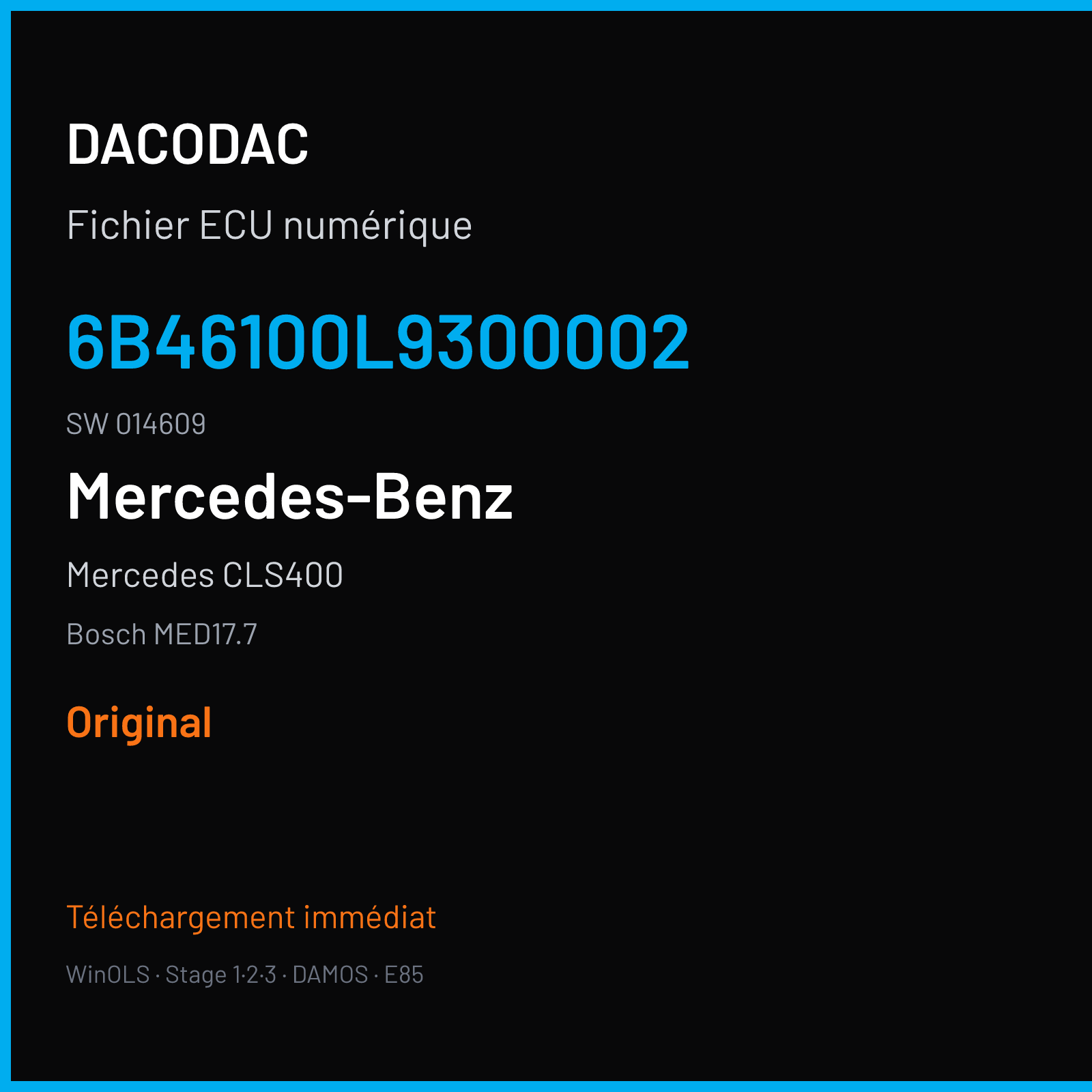 Mercedes CLS400 (2012) — Bosch MED17.7 — 6B46100L9300002 · 014609 — Original