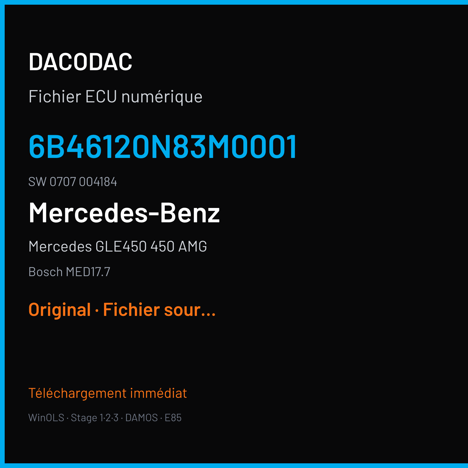 Mercedes GLE450 450 AMG (2015) — Bosch MED17.7 — 6B46120N83M0001 · 0707 004184 — Original