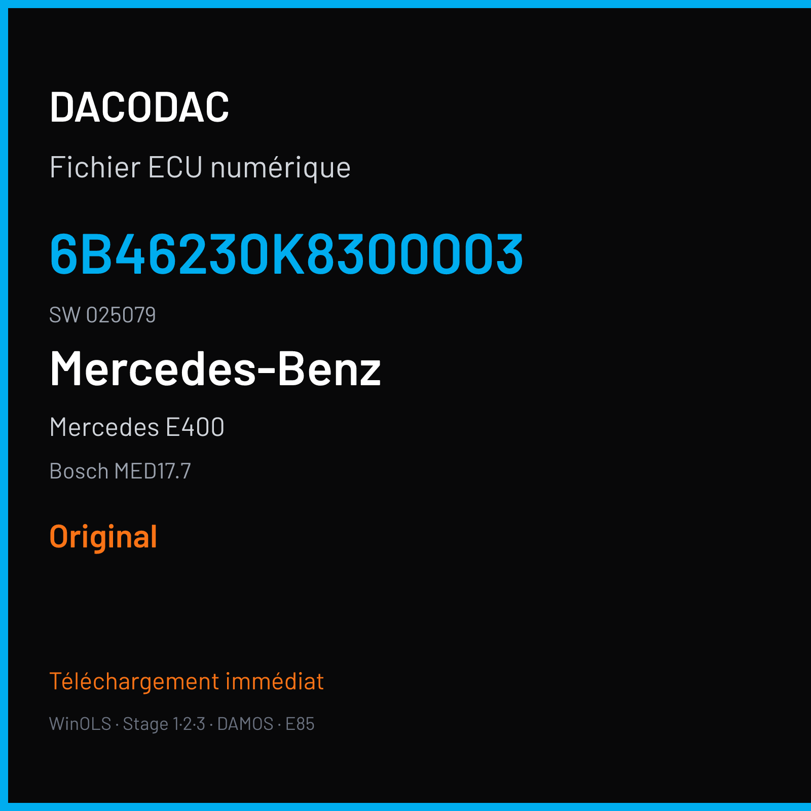 Mercedes E400 (2012) — Bosch MED17.7 — 6B46230K8300003 · 025079 — Original