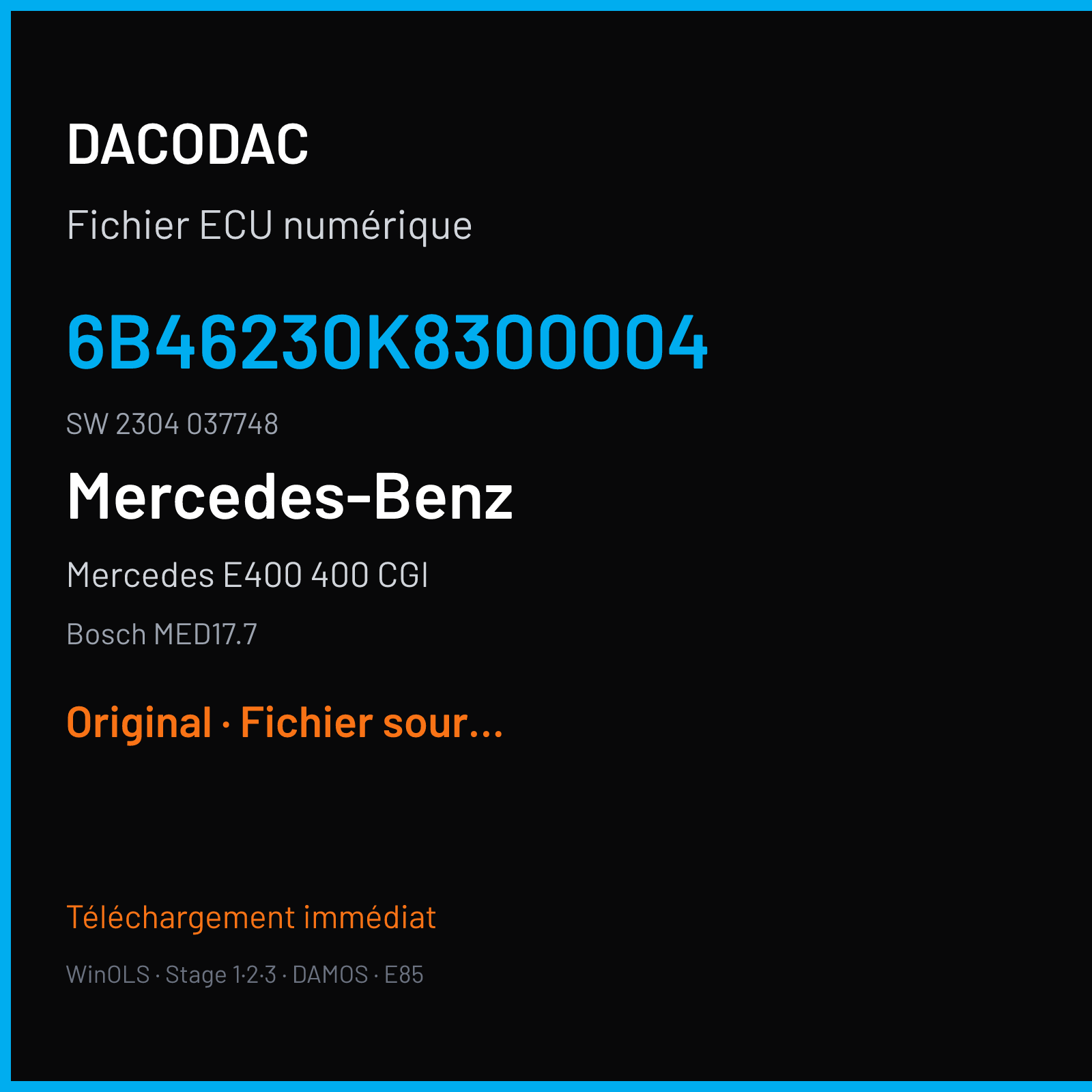 Mercedes E400 400 CGI (2012) — Bosch MED17.7 — 6B46230K8300004 · 2304 037748 — Original