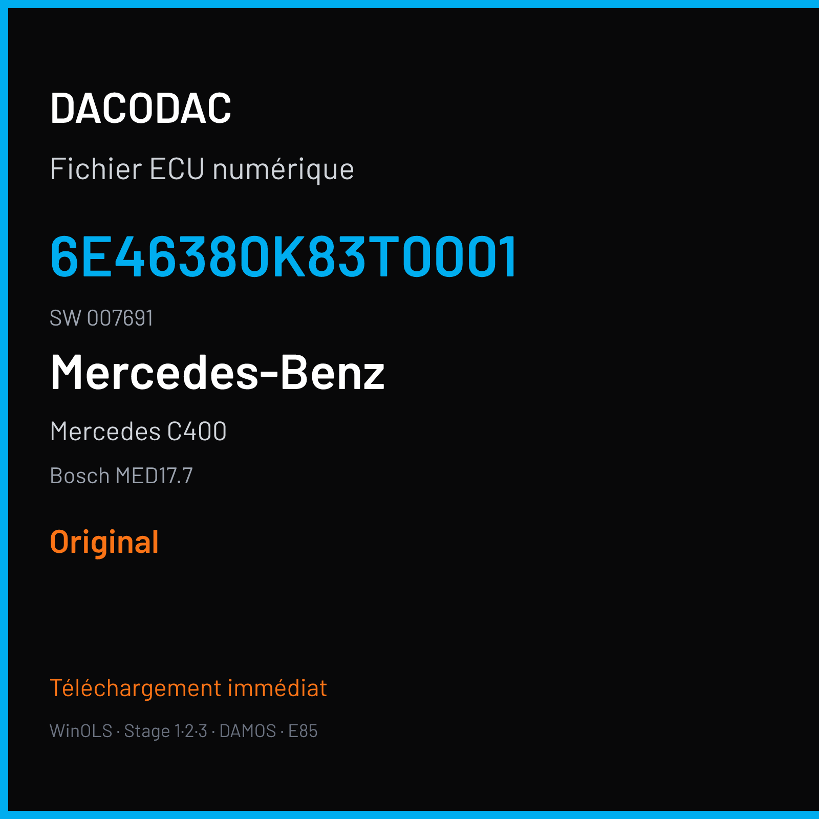 Mercedes C400 (2015) — Bosch MED17.7 — 6E46380K83T0001 · 007691 — Original