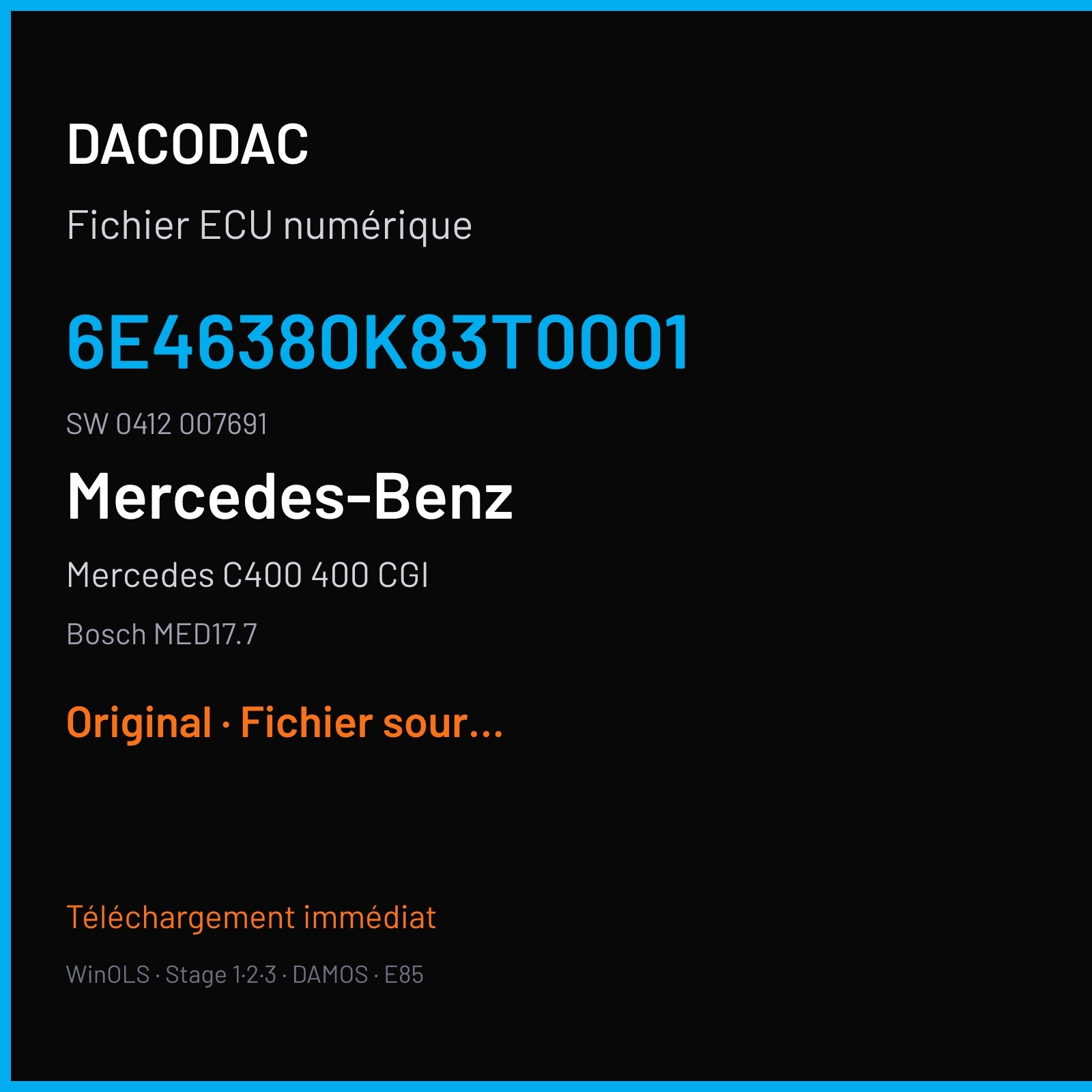 Mercedes C400 400 CGI (2015) — Bosch MED17.7 — 6E46380K83T0001 · 0412 007691 — Original
