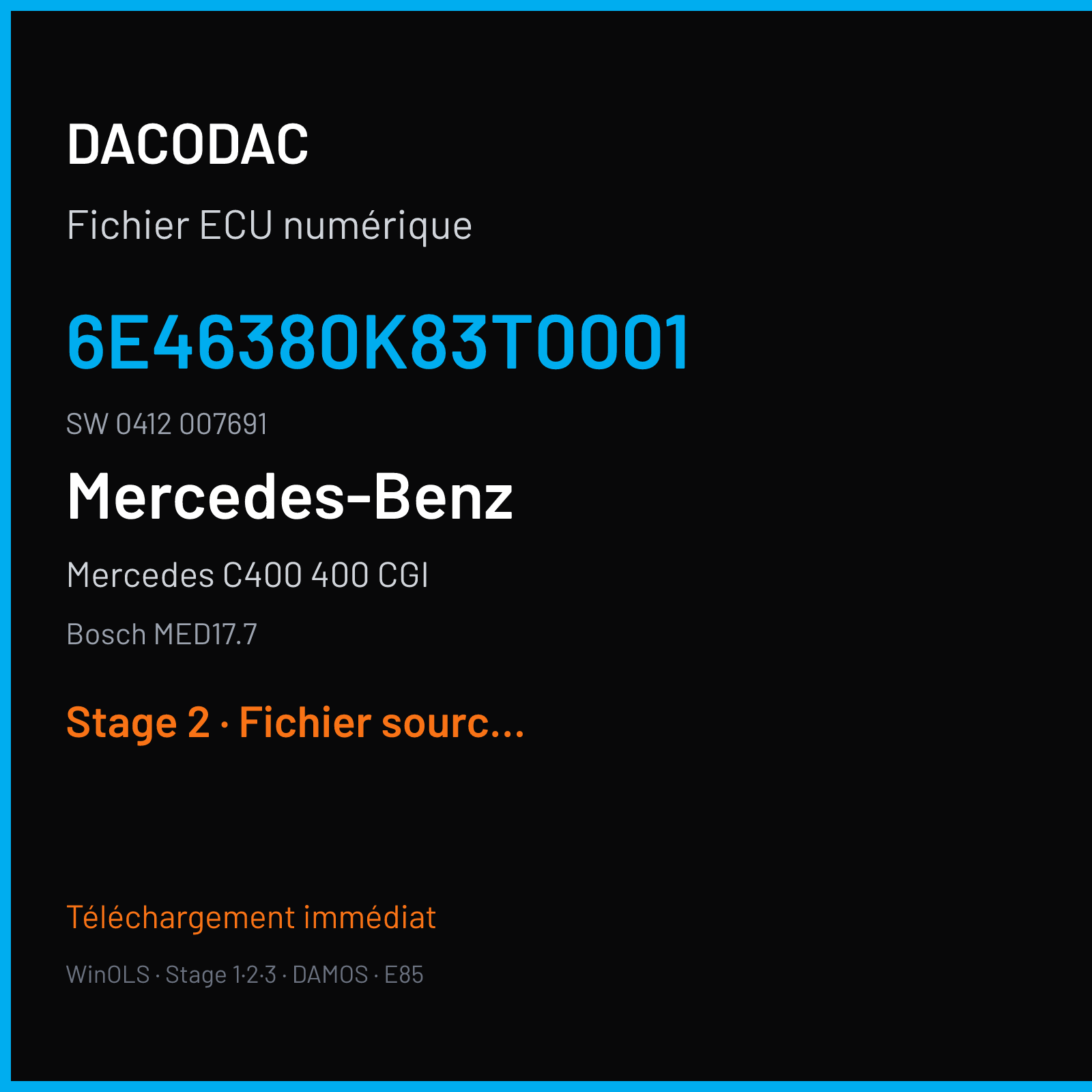 Mercedes C400 400 CGI (2015) — Bosch MED17.7 — 6E46380K83T0001 · 0412 007691 — Stage 2