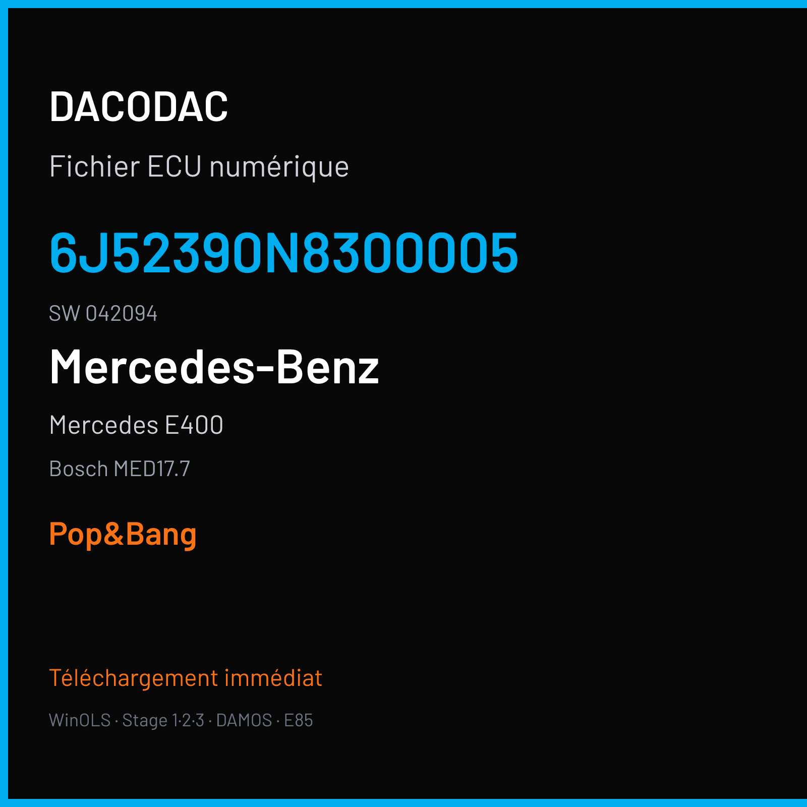 Mercedes E400 (2019) — Bosch MED17.7 — 6J52390N8300005 · 042094 — Pop&Bang