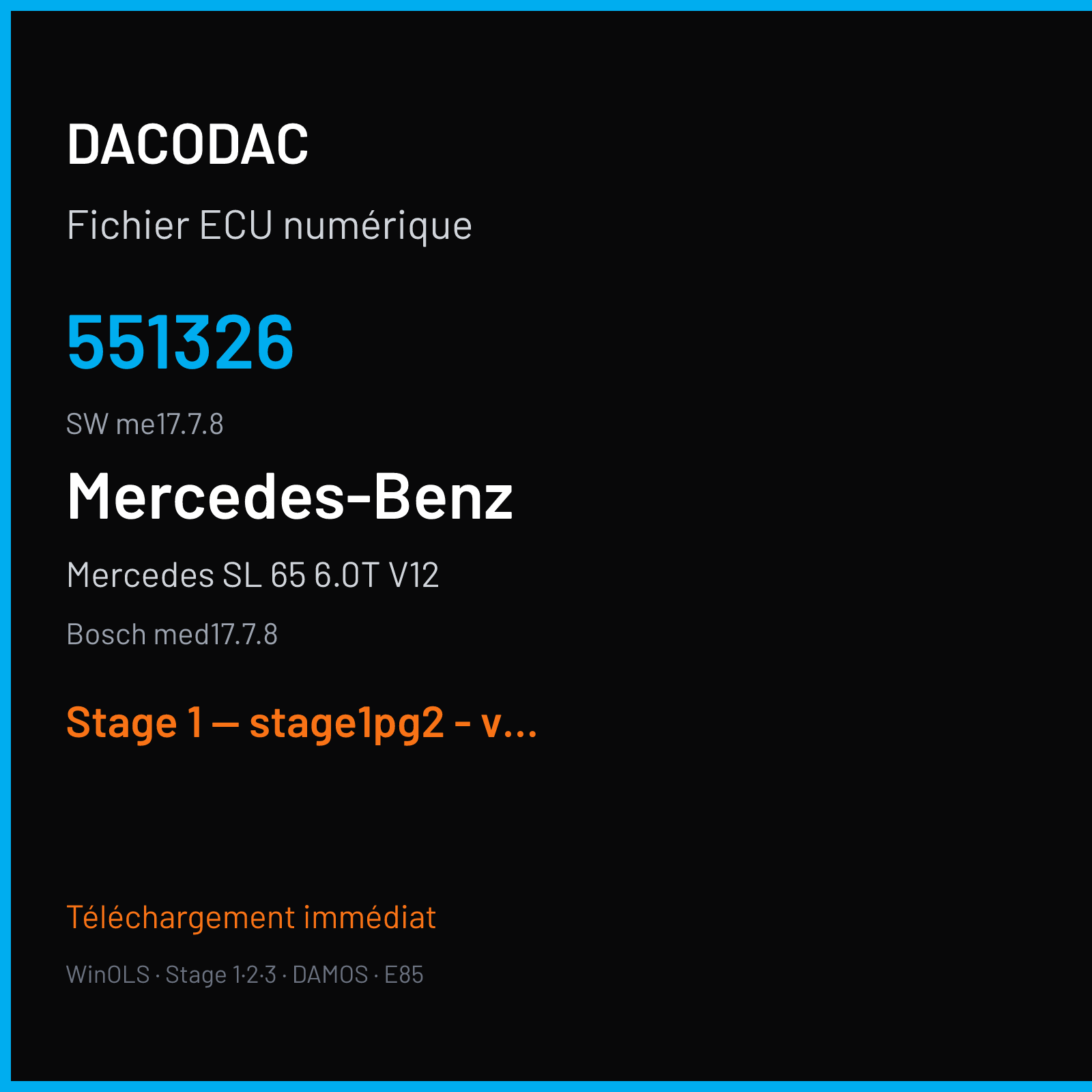 Mercedes SL 65 6.0T V12 (2013) — Bosch med17.7.8 — 551326 · me17.7.8 — Stage 1 — stage1pg2 - vmax350 596hp 989nm