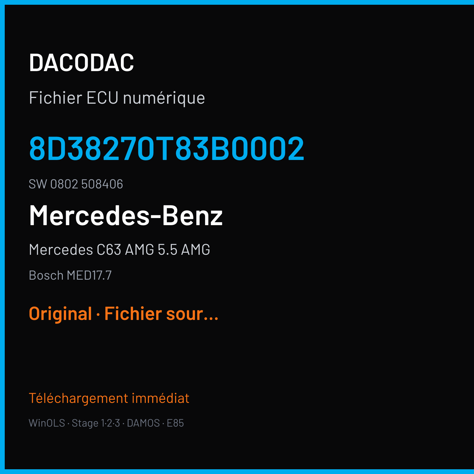 Mercedes C63 AMG 5.5 AMG (2011) — Bosch MED17.7 — 8D38270T83B0002 · 0802 508406 — Original