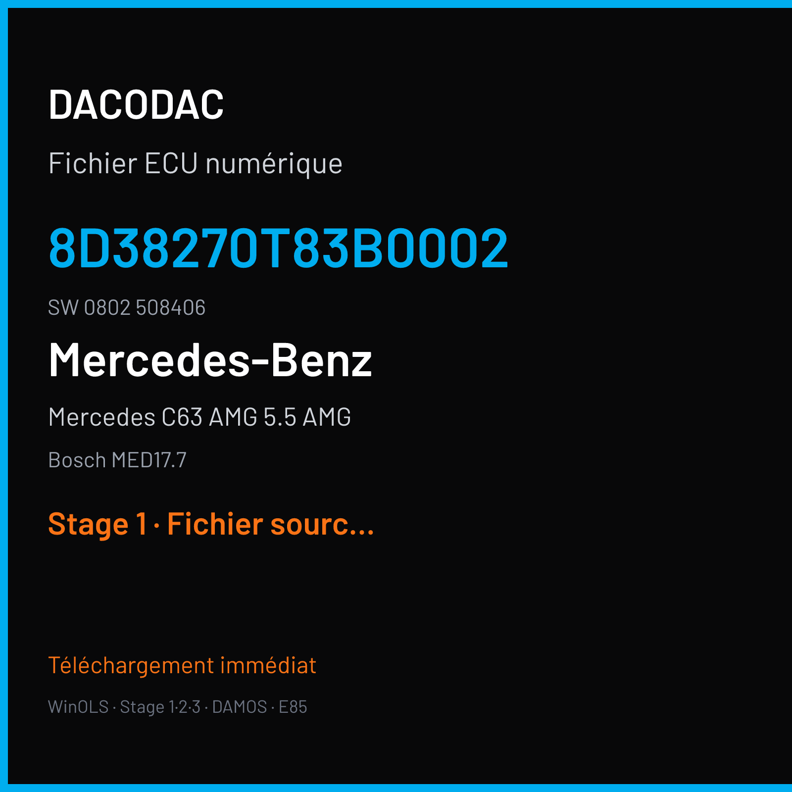 Mercedes C63 AMG 5.5 AMG (2011) — Bosch MED17.7 — 8D38270T83B0002 · 0802 508406 — Stage 1