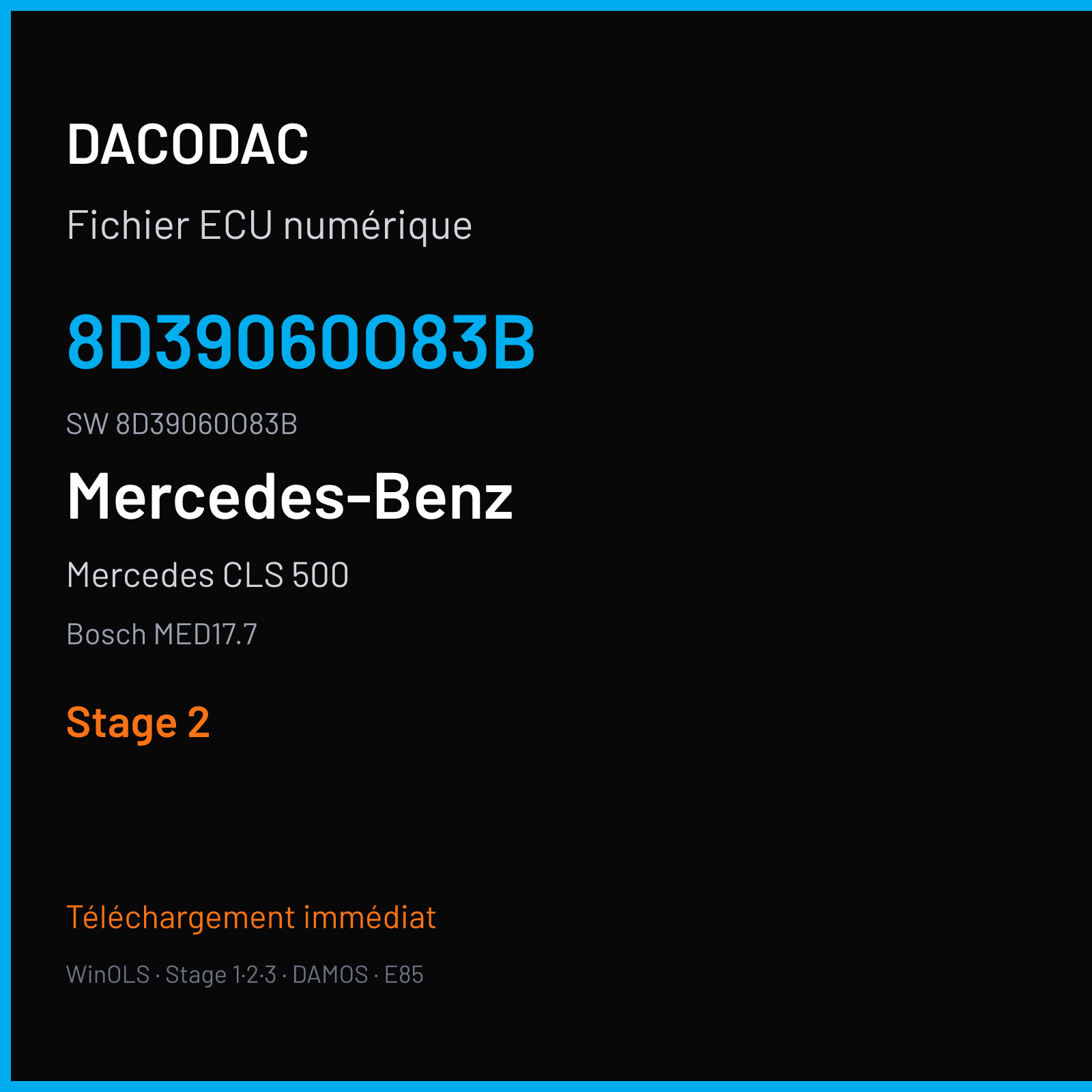 Mercedes CLS 500 408 ch (2011) — Bosch MED17.7 — 8D39060O83B · 8D39060O83B · 518295 — Stage 2