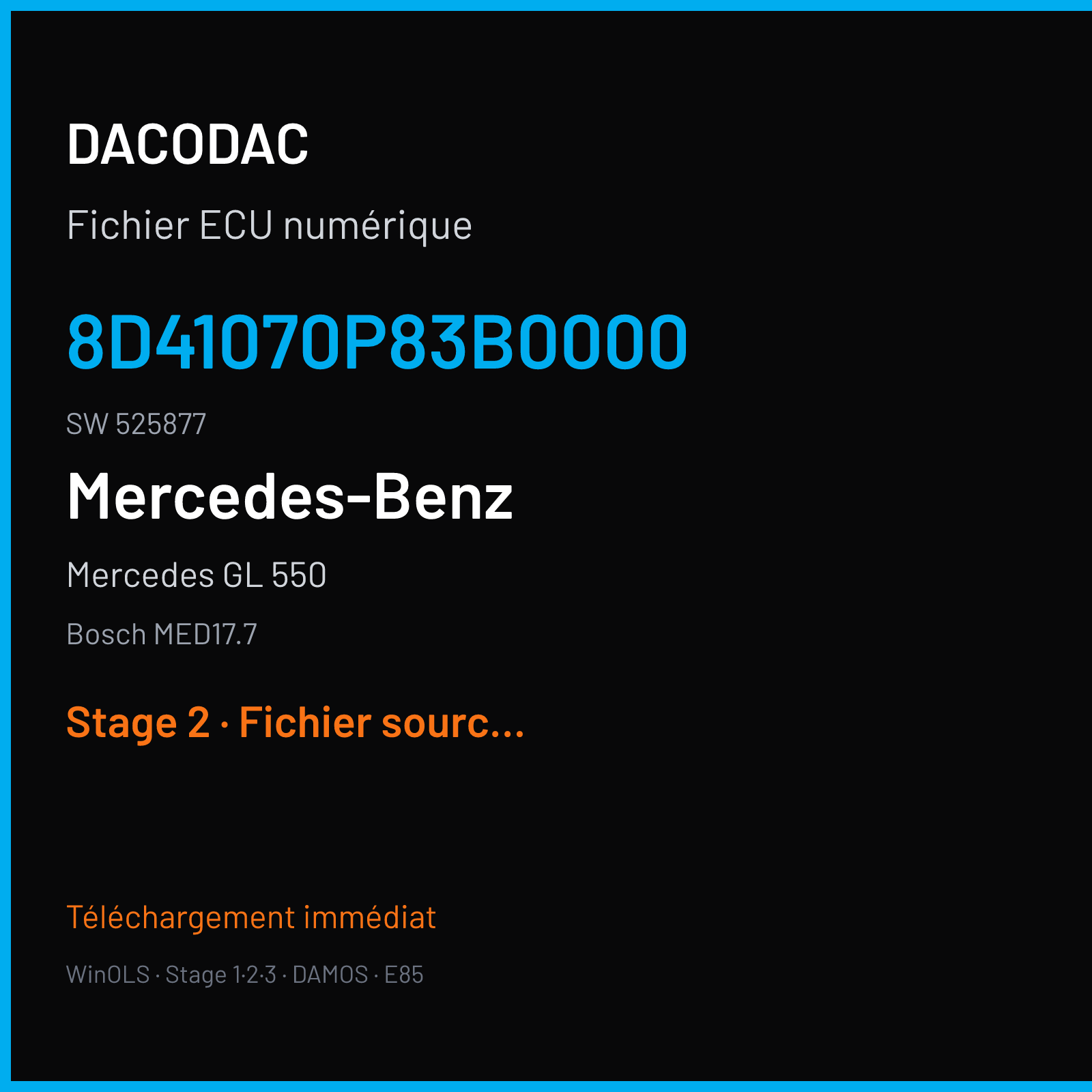Mercedes GL 550 (2013) — Bosch MED17.7 — 8D41070P83B0000 · 525877 — Stage 2