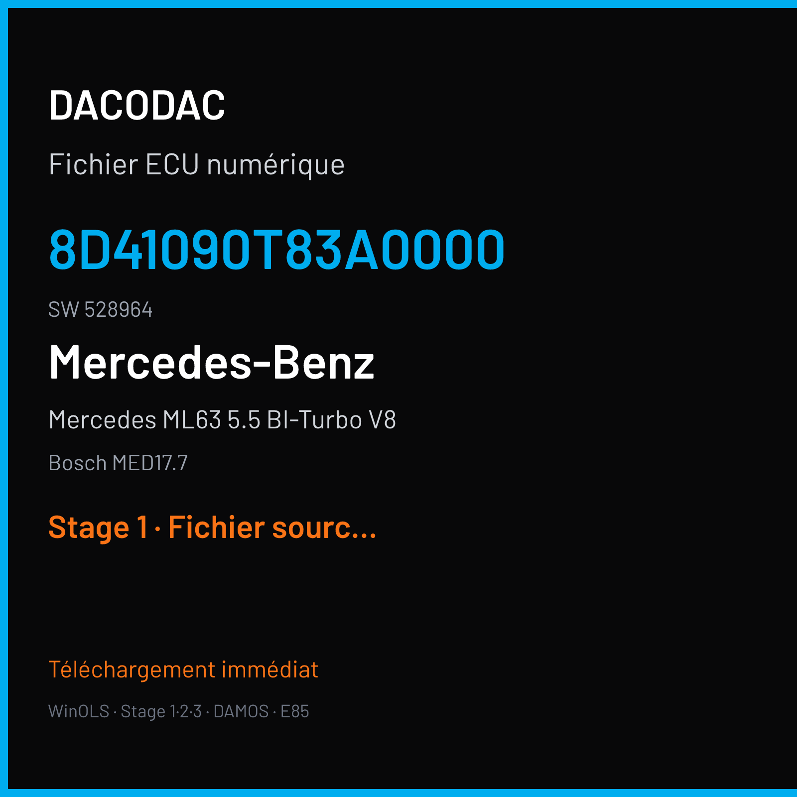 Mercedes ML63 5.5 BI-Turbo V8 (2013) — Bosch MED17.7 — 8D41090T83A0000 · 528964 — Stage 1