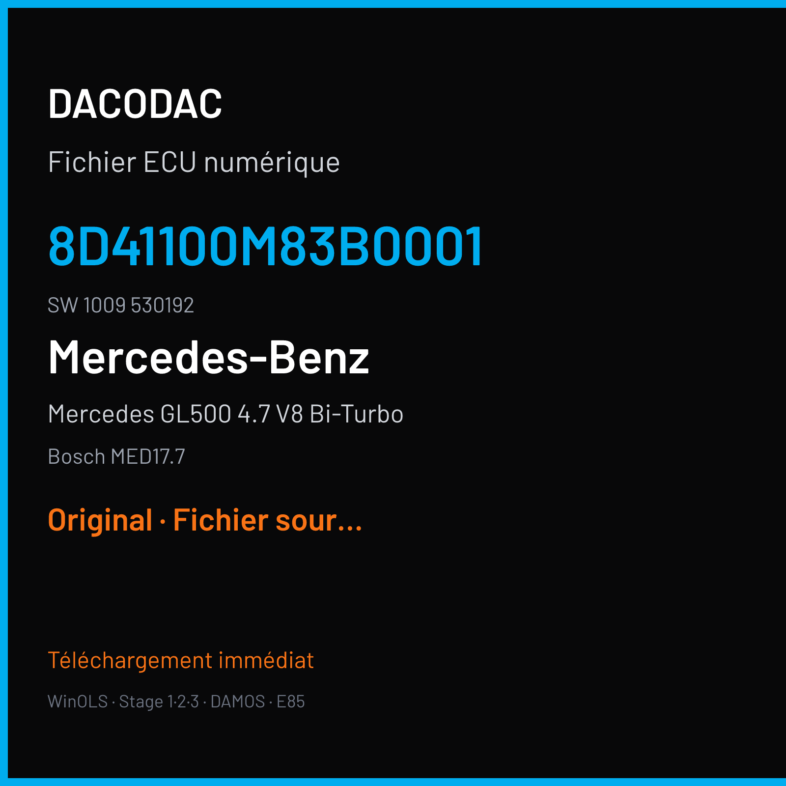 Mercedes GL500 4.7 V8 Bi-Turbo (2013) — Bosch MED17.7 — 8D41100M83B0001 · 1009 530192 — Original