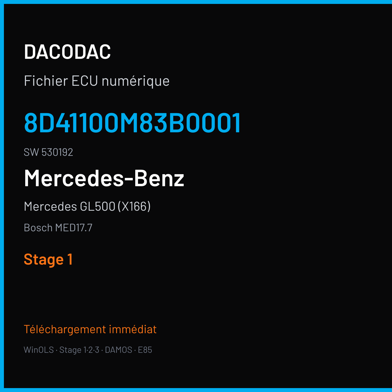 Mercedes GL500 (X166) (2013) — Bosch MED17.7 — 8D41100M83B0001 · 530192 — Stage 1