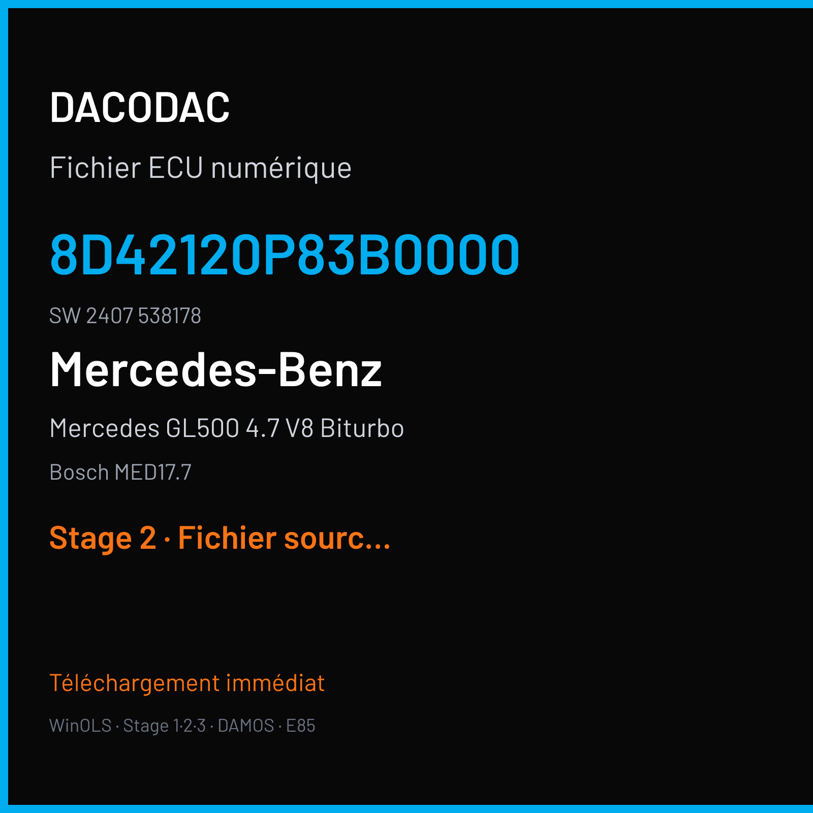 Mercedes GL500 4.7 V8 Biturbo (2014) — Bosch MED17.7 — 8D42120P83B0000 · 2407 538178 — Stage 2