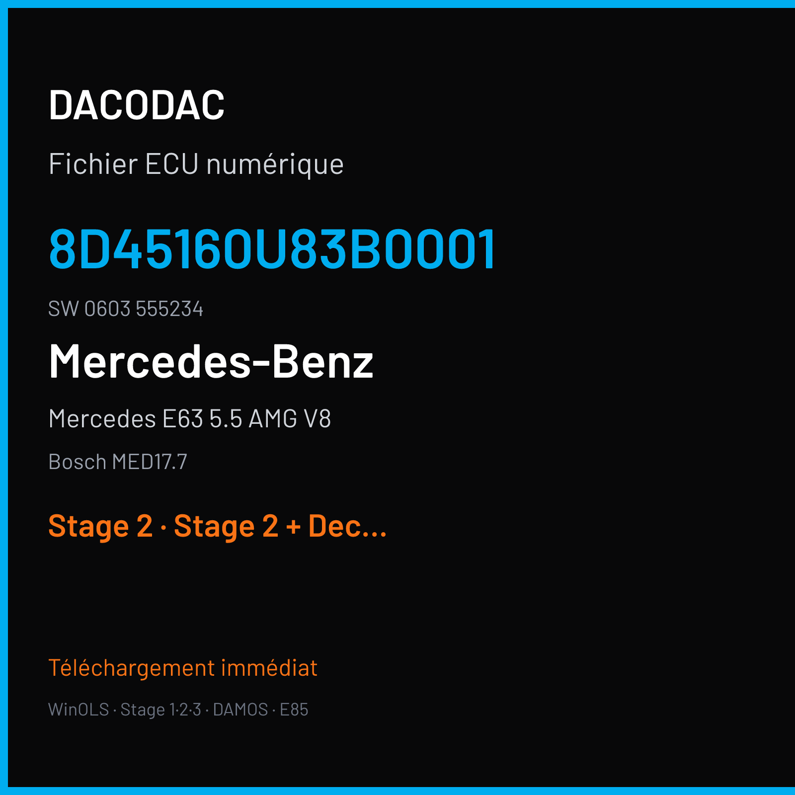 Mercedes E63 5.5 AMG V8 (2016) — Bosch MED17.7 — 8D45160U83B0001 · 0603 555234 — Stage 2