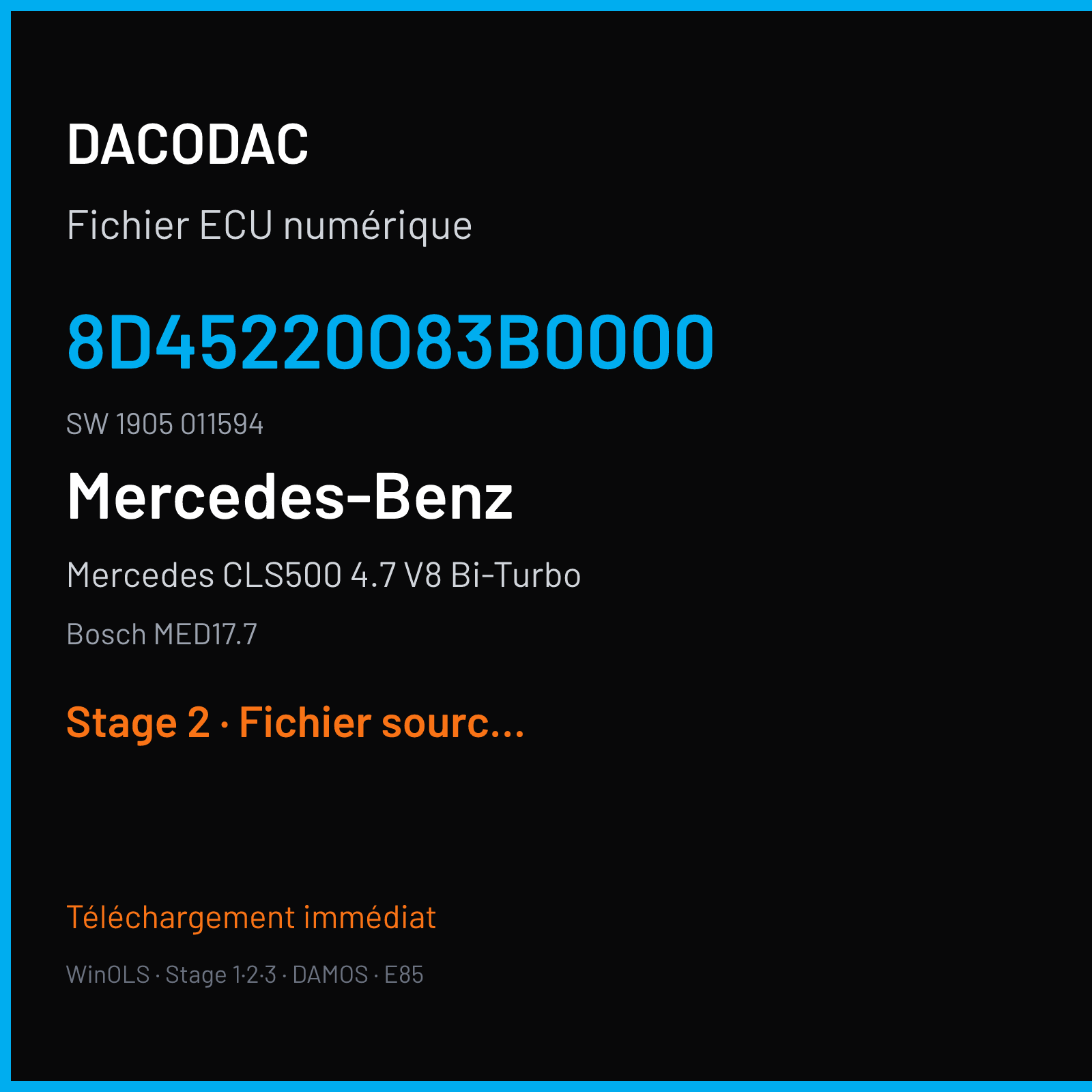 Mercedes CLS500 4.7 V8 Bi-Turbo (2014) — Bosch MED17.7 — 8D45220O83B0000 · 1905 011594 — Stage 2