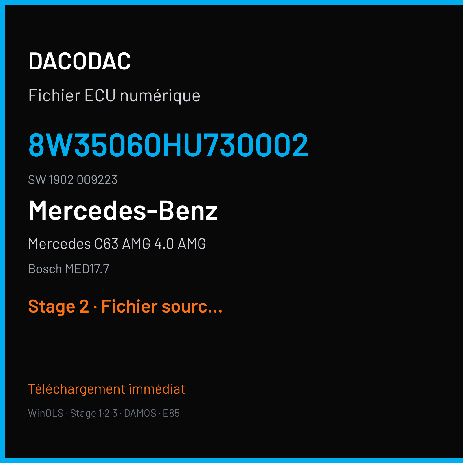 Mercedes C63 AMG 4.0 AMG (2015) — Bosch MED17.7 — 8W35060HU730002 · 1902 009223 — Stage 2