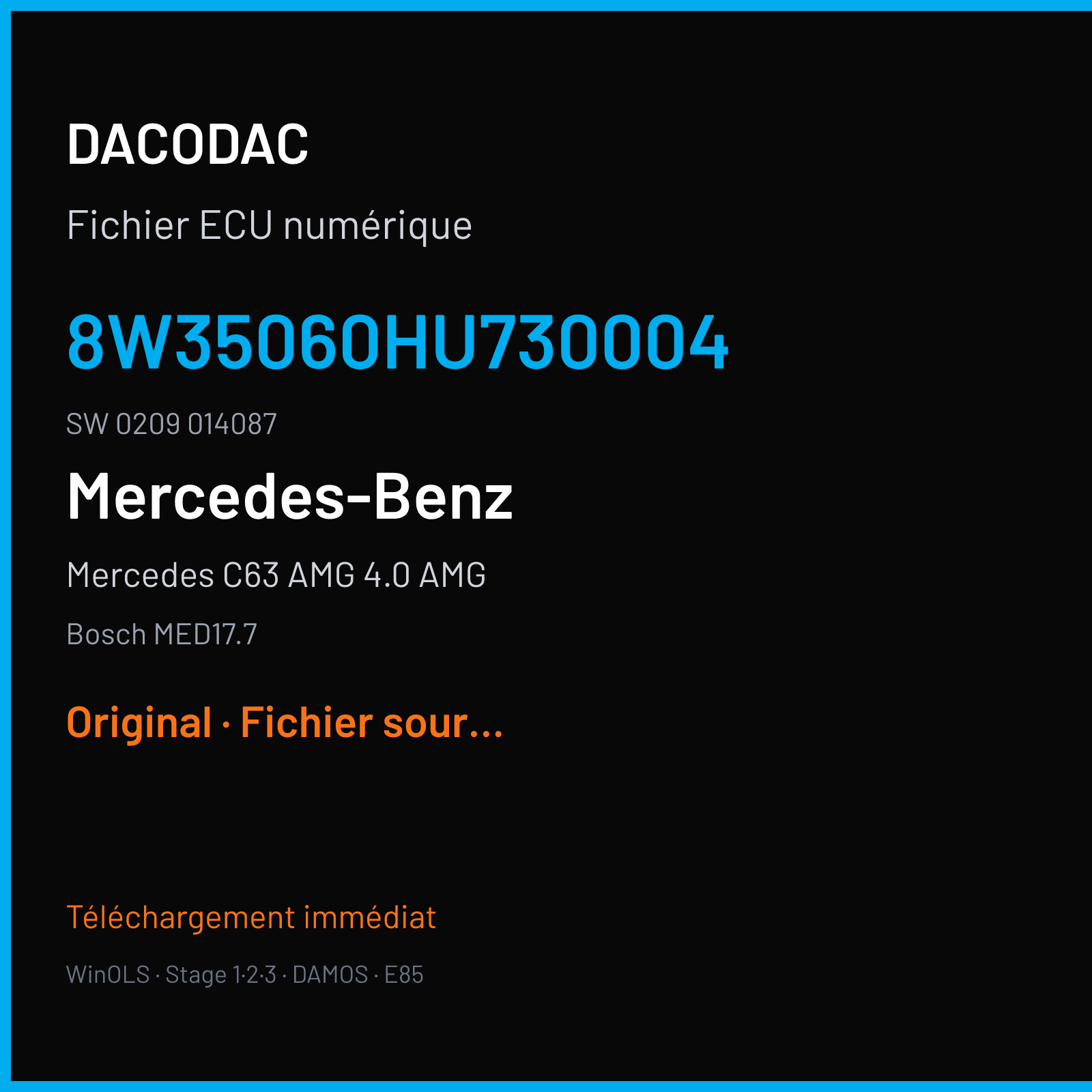 Mercedes C63 AMG 4.0 AMG (2015) — Bosch MED17.7 — 8W35060HU730004 · 0209 014087 — Original