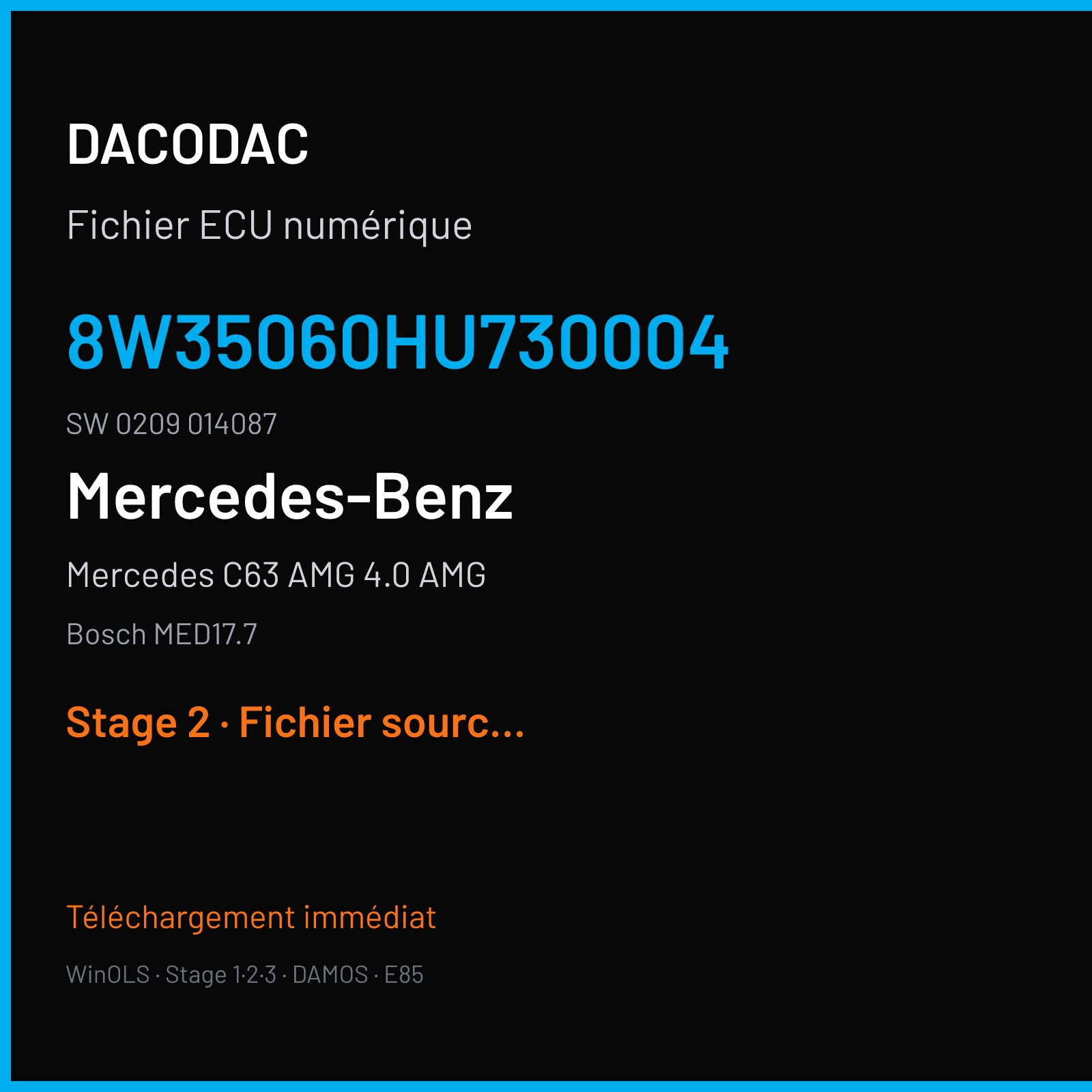 Mercedes C63 AMG 4.0 AMG (2015) — Bosch MED17.7 — 8W35060HU730004 · 0209 014087 — Stage 2
