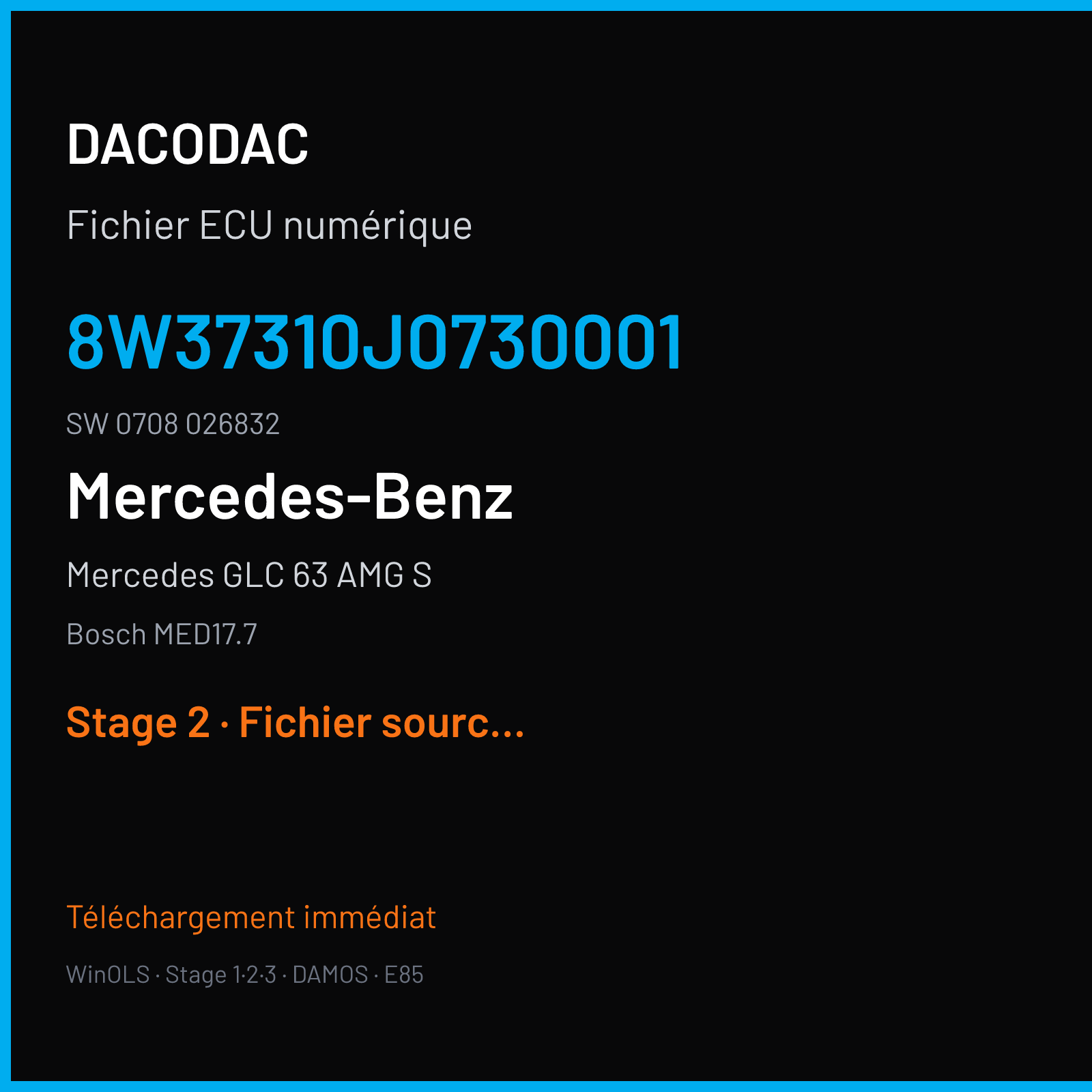 Mercedes GLC 63 AMG S (2018) — Bosch MED17.7 — 8W37310J0730001 · 0708 026832 — Stage 2