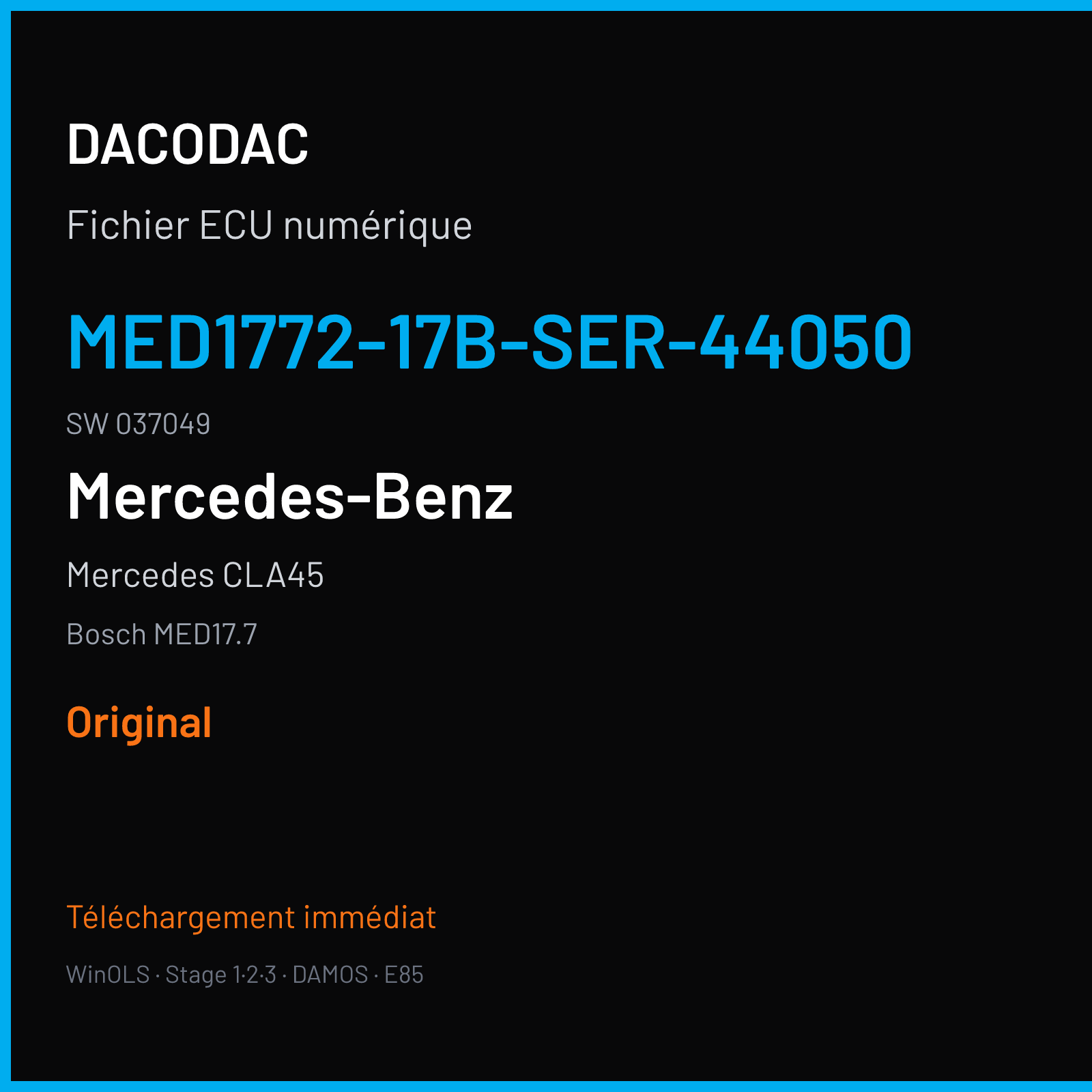 Mercedes CLA45 (2018) — Bosch MED17.7 — MED1772-17B-SER-44050 · 037049 — Original