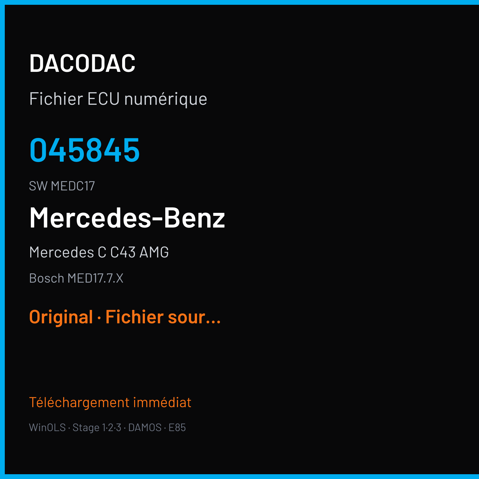 Mercedes C C43 AMG (2019) — Bosch MED17.7.X — 045845 · MEDC17 — Original