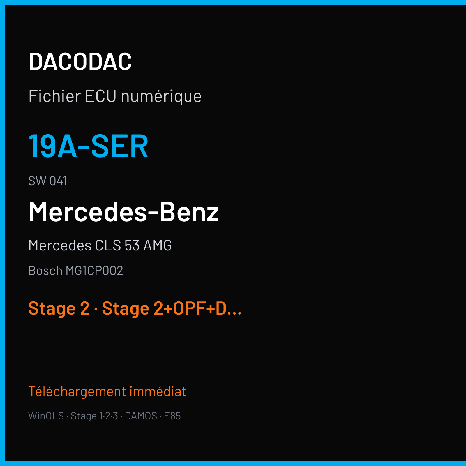 Mercedes CLS 53 AMG 435 ch (2020) — Bosch MG1CP002 — 19A-SER · 041 · 00-PT3 RBA4CA5F4933C9F13E4C 056861 — Stage 2