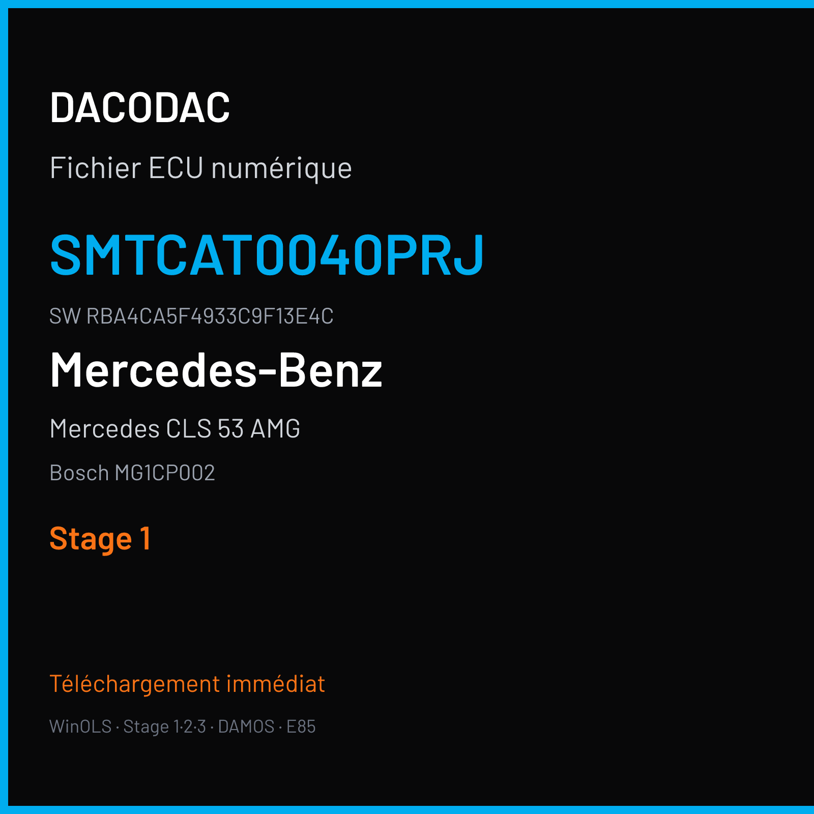 Mercedes CLS 53 AMG 435 ch (2020) — Bosch MG1CP002 — SMTCAT0040PRJ · RBA4CA5F4933C9F13E4C · 049898 — Stage 1