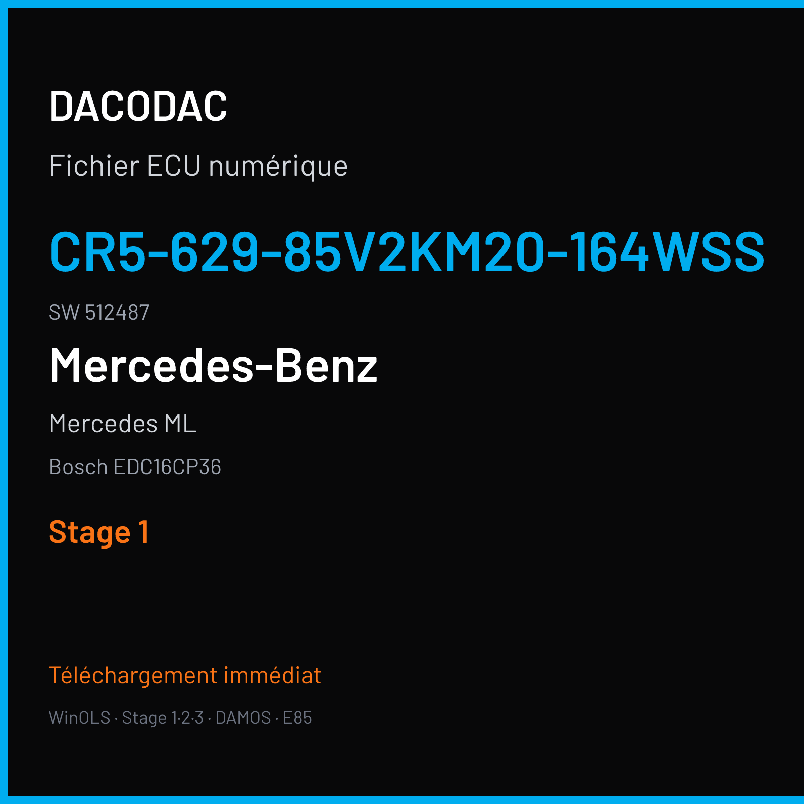 Mercedes ML — Bosch EDC16CP36 — CR5-629-85V2KM20-164WSS · 512487 — Stage 1