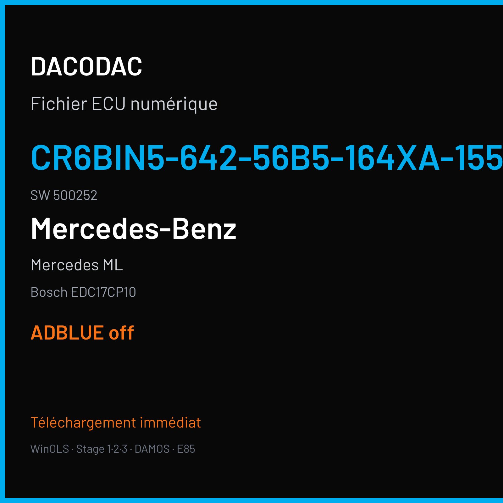 Mercedes ML (2008) — Bosch EDC17CP10 — CR6BIN5-642-56B5-164XA-155KW-OPS · 500252 — ADBLUE off