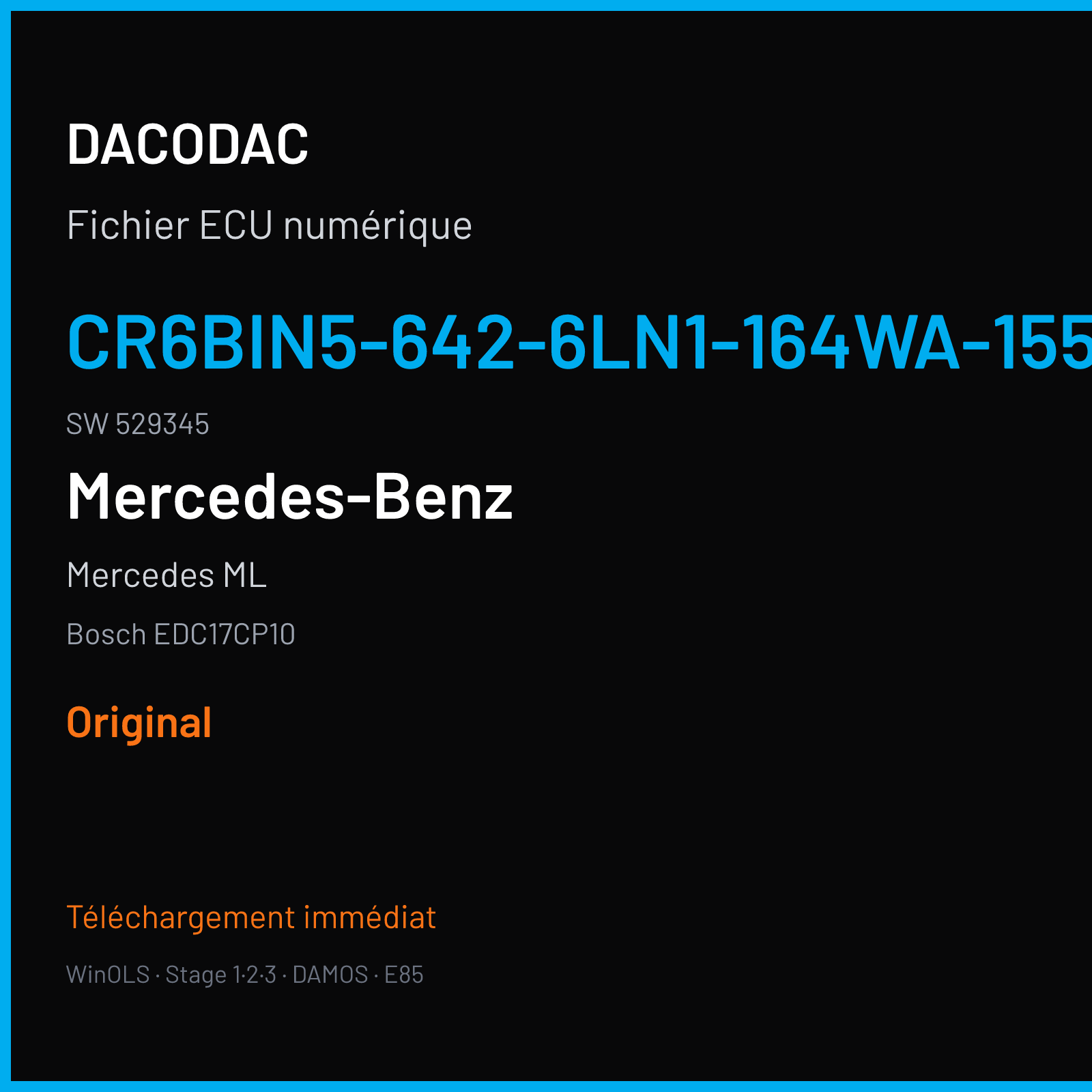 Mercedes ML — Bosch EDC17CP10 — CR6BIN5-642-6LN1-164WA-155KW-BIN5-004C · 529345 — Original