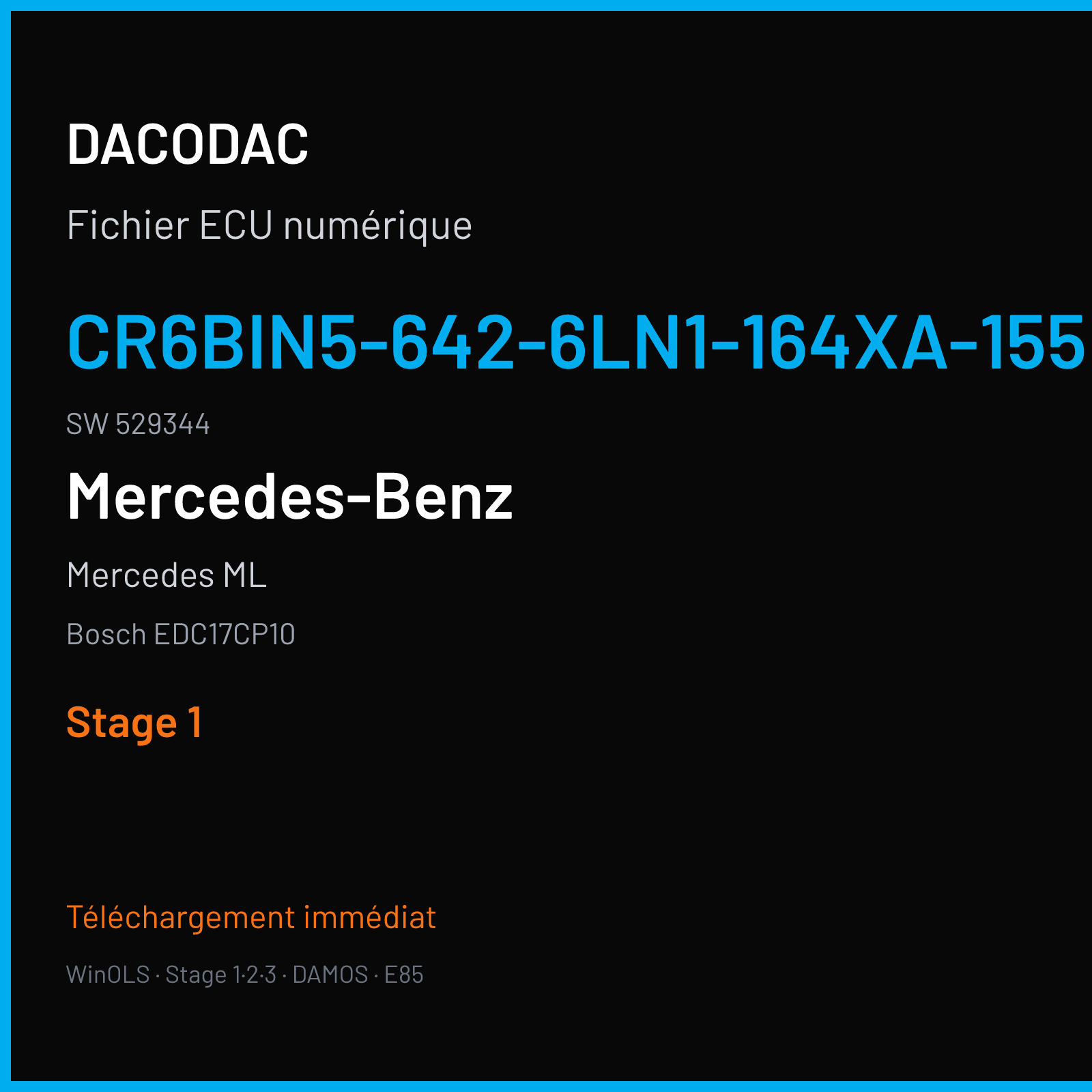 Mercedes ML (2010) — Bosch EDC17CP10 — CR6BIN5-642-6LN1-164XA-155KW-EU6-004C · 529344 — Stage 1