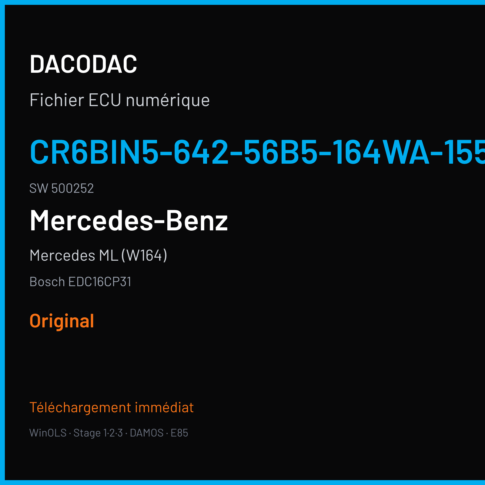 Mercedes ML (W164) (2009) — Bosch EDC16CP31 — CR6BIN5-642-56B5-164WA-155KW-OPS · 500252 — Original