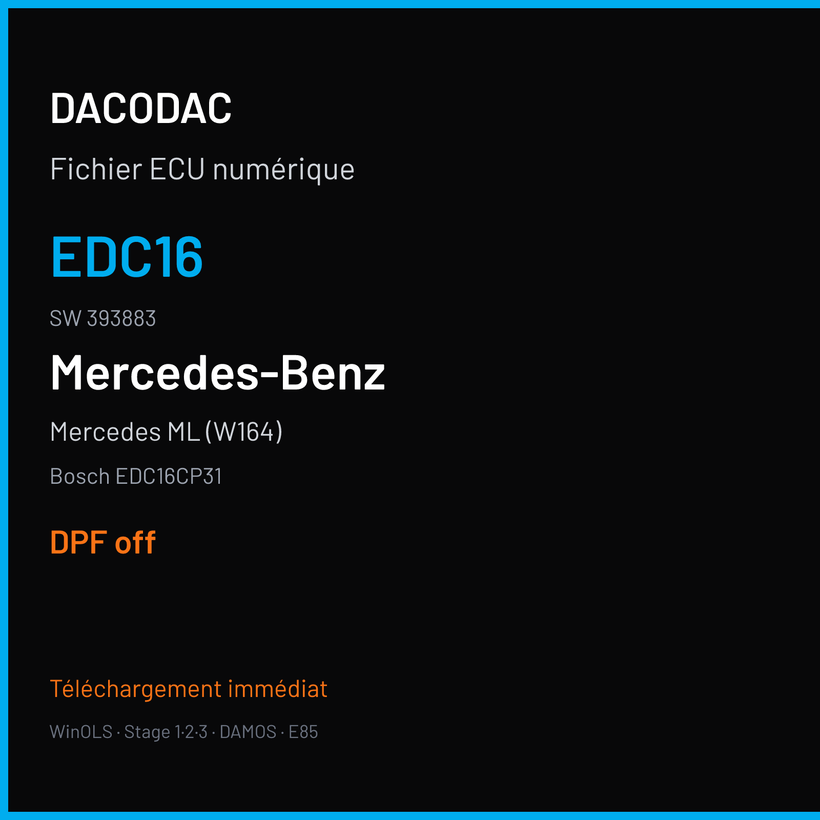 Mercedes ML (W164) (2004) — Bosch EDC16CP31 — EDC16 · 393883 — DPF off