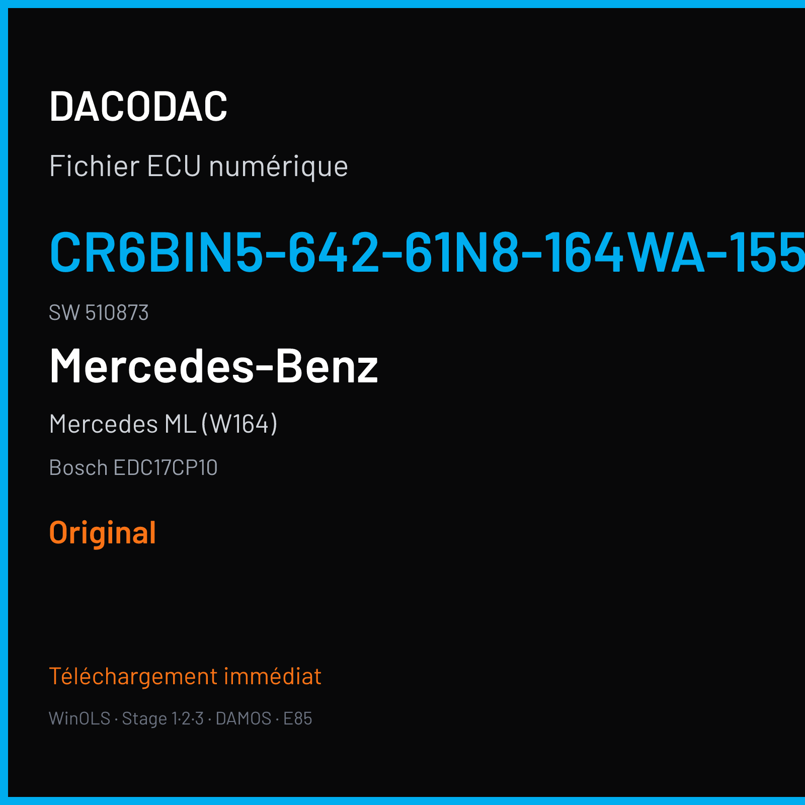 Mercedes ML (W164) — Bosch EDC17CP10 — CR6BIN5-642-61N8-164WA-155KW-BIN5-MY11 · 510873 — Original