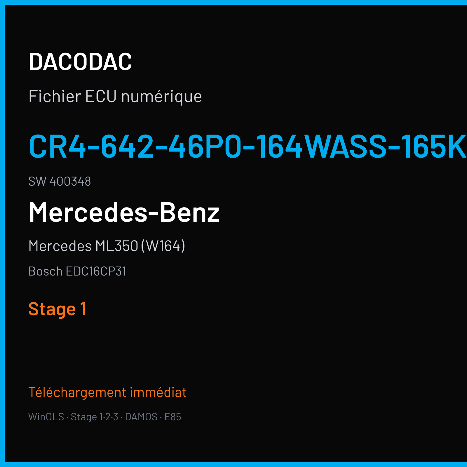 Mercedes ML350 (W164) (2010) — Bosch EDC16CP31 — CR4-642-46P0-164WASS-165KW-DDJ-LROHNET4-3808X067ME · 400348 — Stage 1