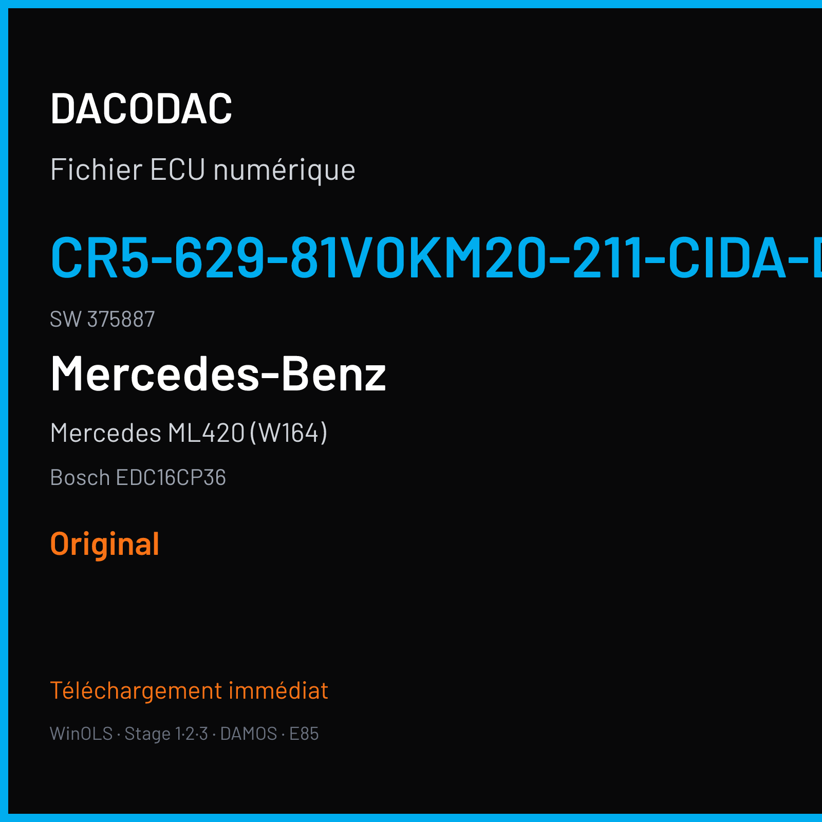 Mercedes ML420 (W164) (2008) — Bosch EDC16CP36 — CR5-629-81V0KM20-211-CIDA-DPF-062 · 375887 — Original