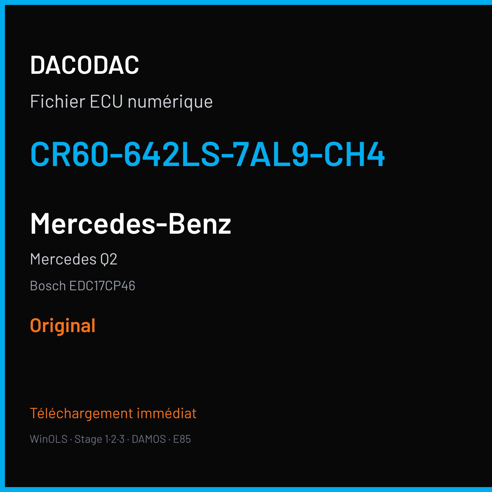 Mercedes Q2 (2011) — Bosch EDC17CP46 — CR60-642LS-7AL9-CH4 — Original