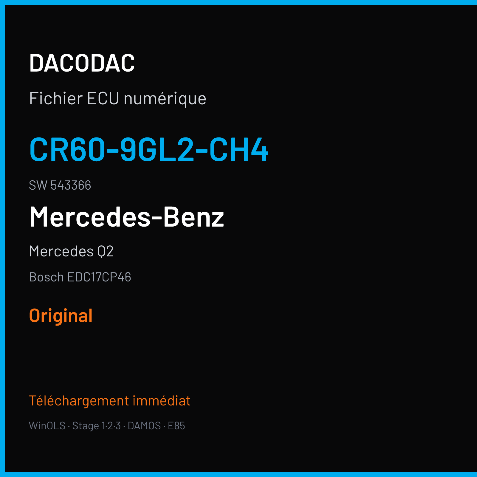 Mercedes Q2 (2011) — Bosch EDC17CP46 — CR60-9GL2-CH4 · 543366 — Original