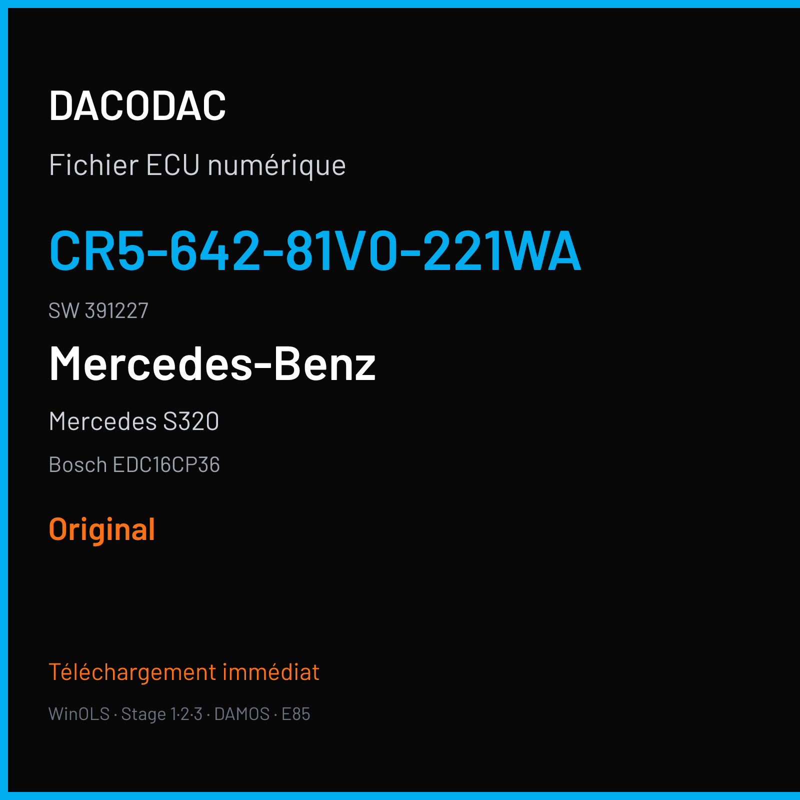 Mercedes S320 (2008) — Bosch EDC16CP36 — CR5-642-81V0-221WA · 391227 — Original