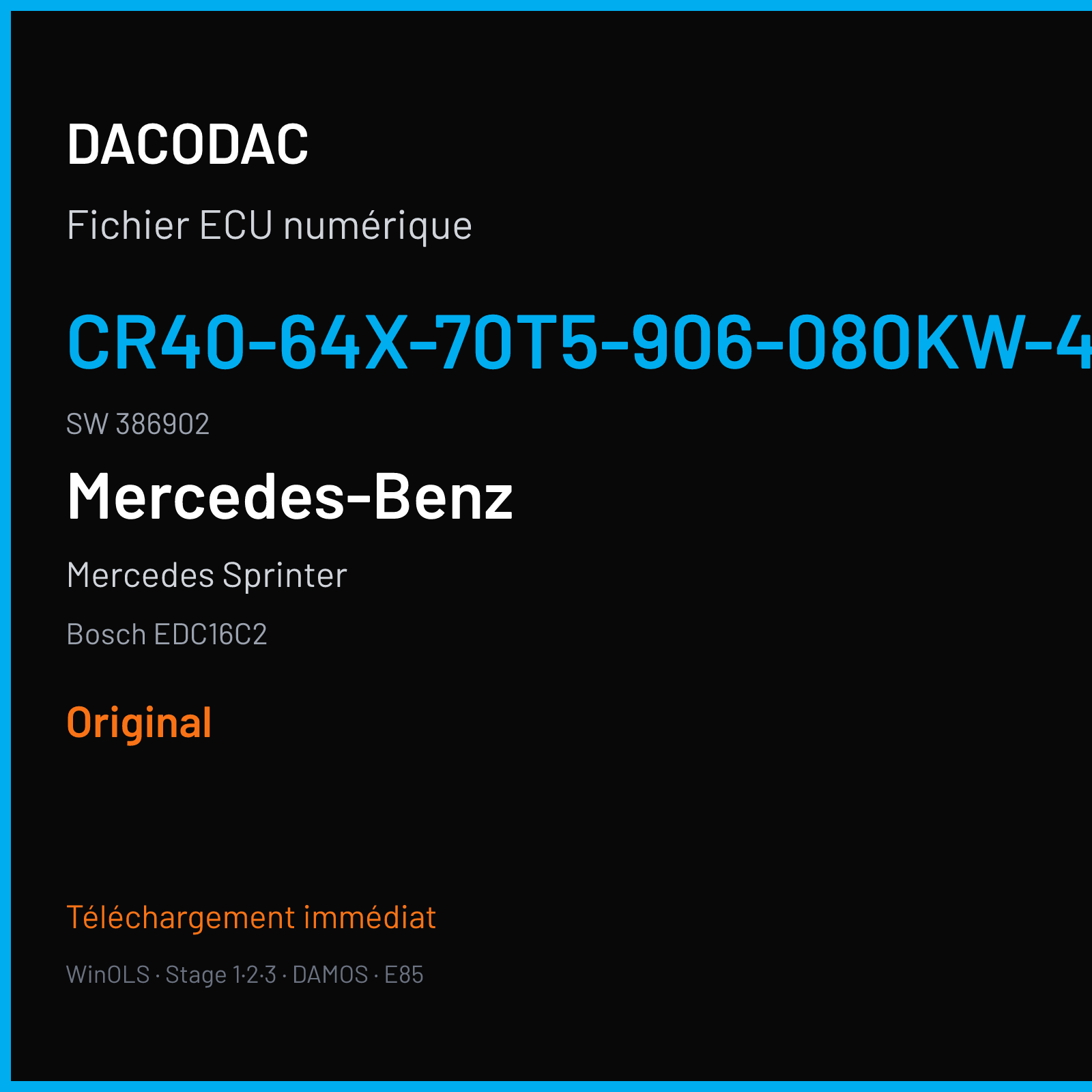 Mercedes Sprinter (2007) — Bosch EDC16C2 — CR40-64X-70T5-906-080KW-40N-0MEF-01-IAG-002 · 386902 — Original