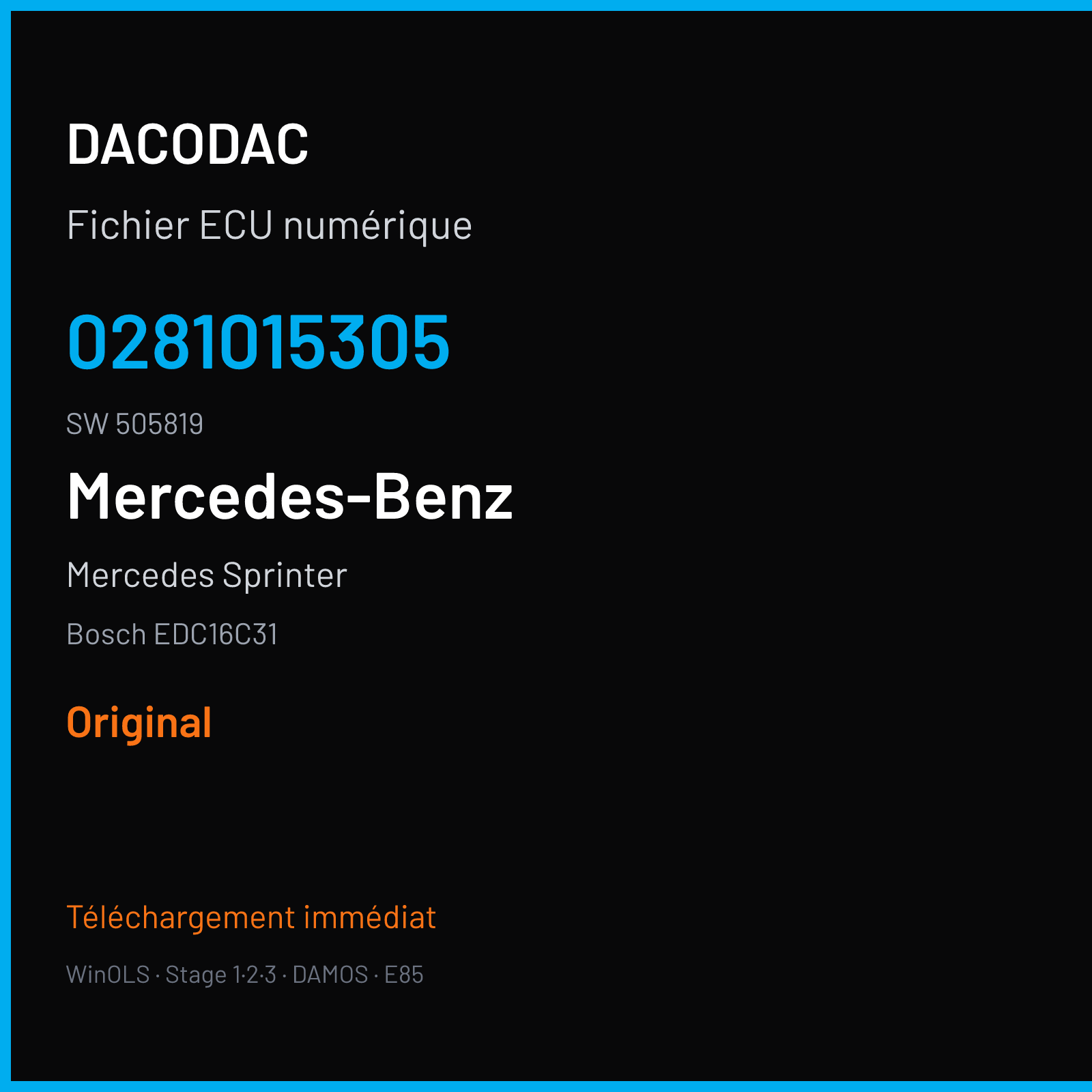 Mercedes Sprinter (2008) — Bosch EDC16C31 — 0281015305 · 505819 — Original