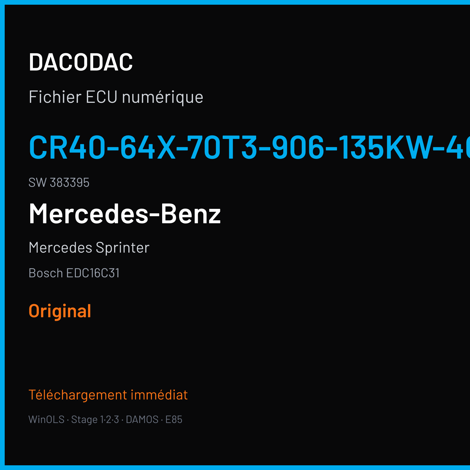 Mercedes Sprinter (2008) — Bosch EDC16C31 — CR40-64X-70T3-906-135KW-40-0MEF-03-DAG-001 · 383395 — Original