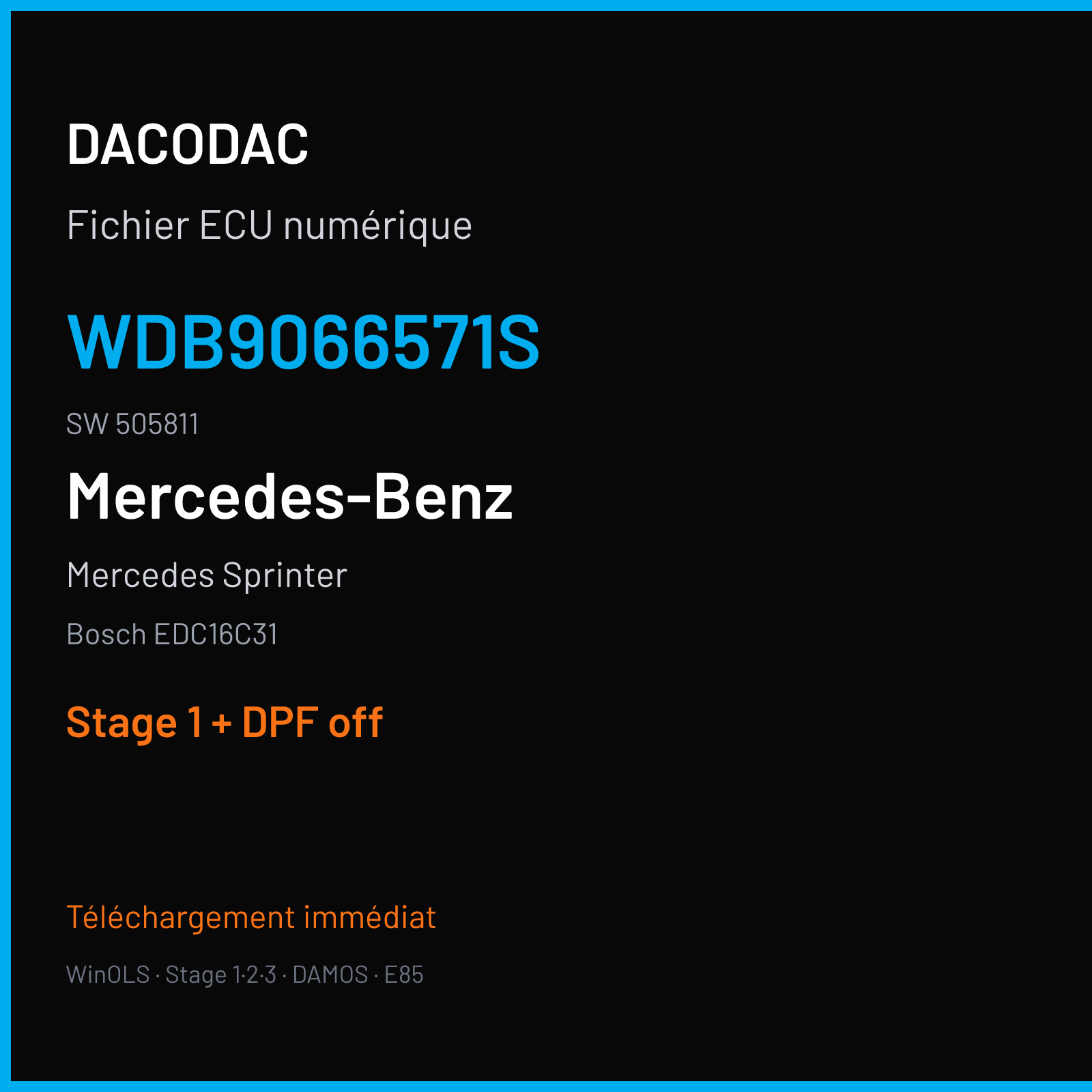 Mercedes Sprinter (2010) — Bosch EDC16C31 — WDB9066571S · 505811 — Stage 1 + DPF off