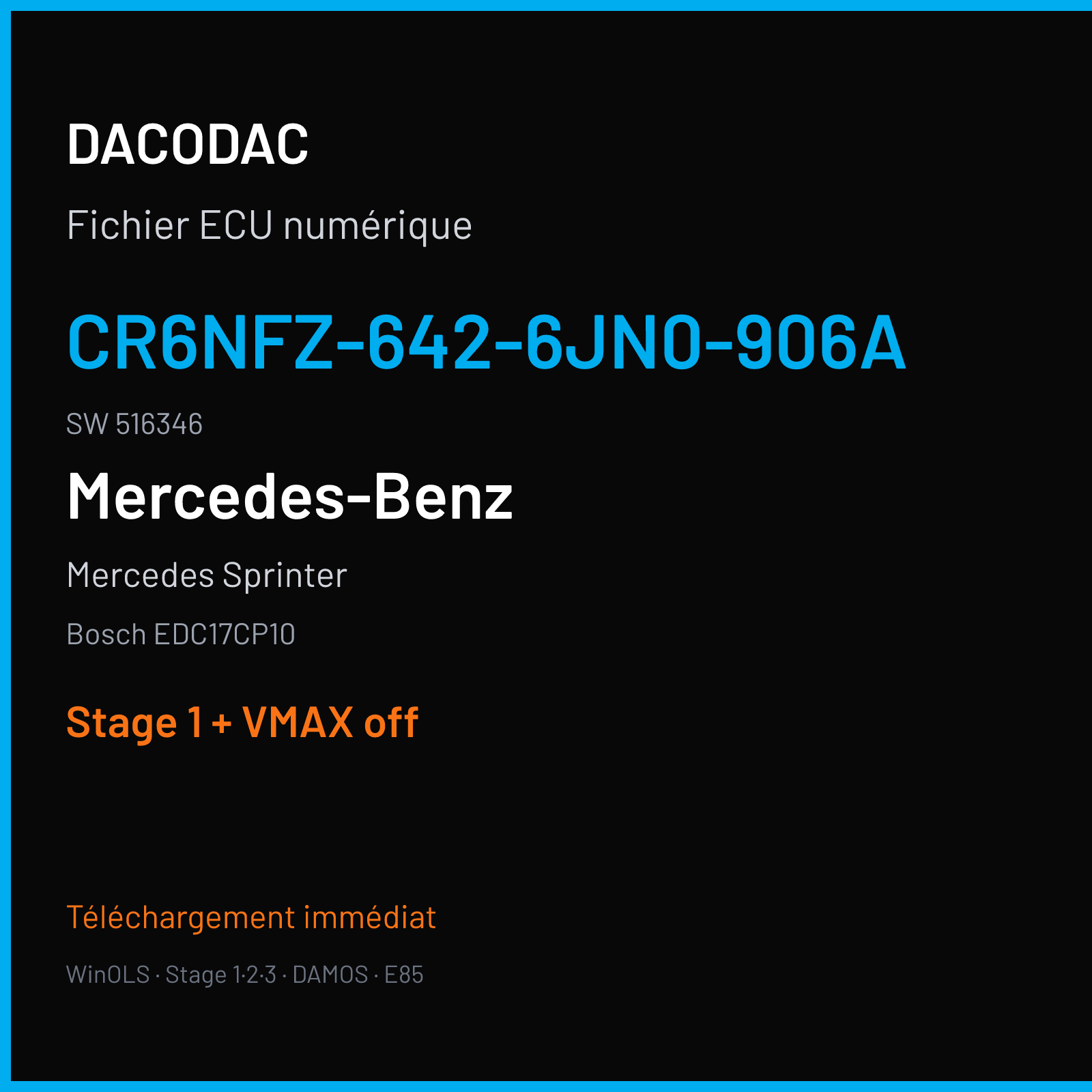 Mercedes Sprinter (2012) — Bosch EDC17CP10 — CR6NFZ-642-6JN0-906A · 516346 — Stage 1 + VMAX off