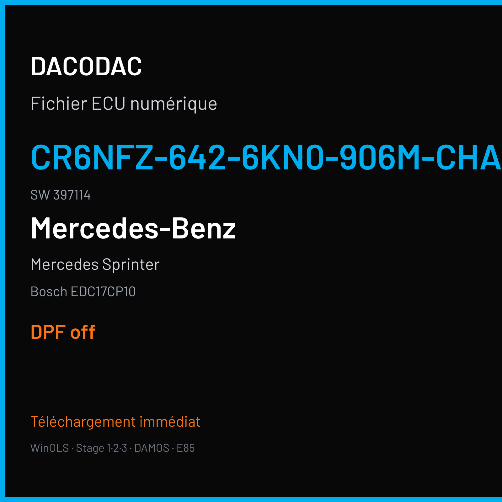 Mercedes Sprinter (2009) — Bosch EDC17CP10 — CR6NFZ-642-6KN0-906M-CHARGE4 · 397114 — DPF off